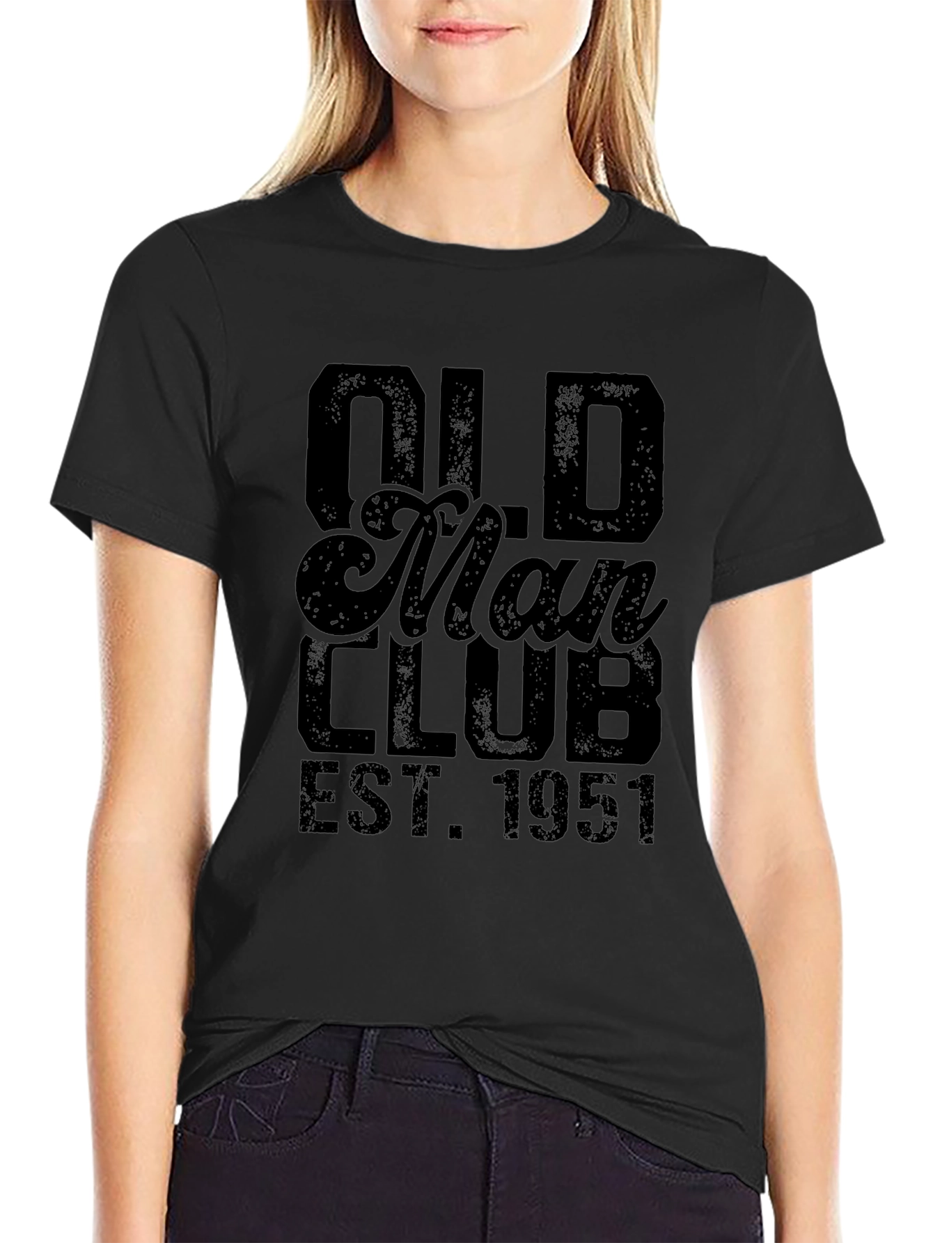 Black Old Man Club EST 1951 Black T-Shirt view 2