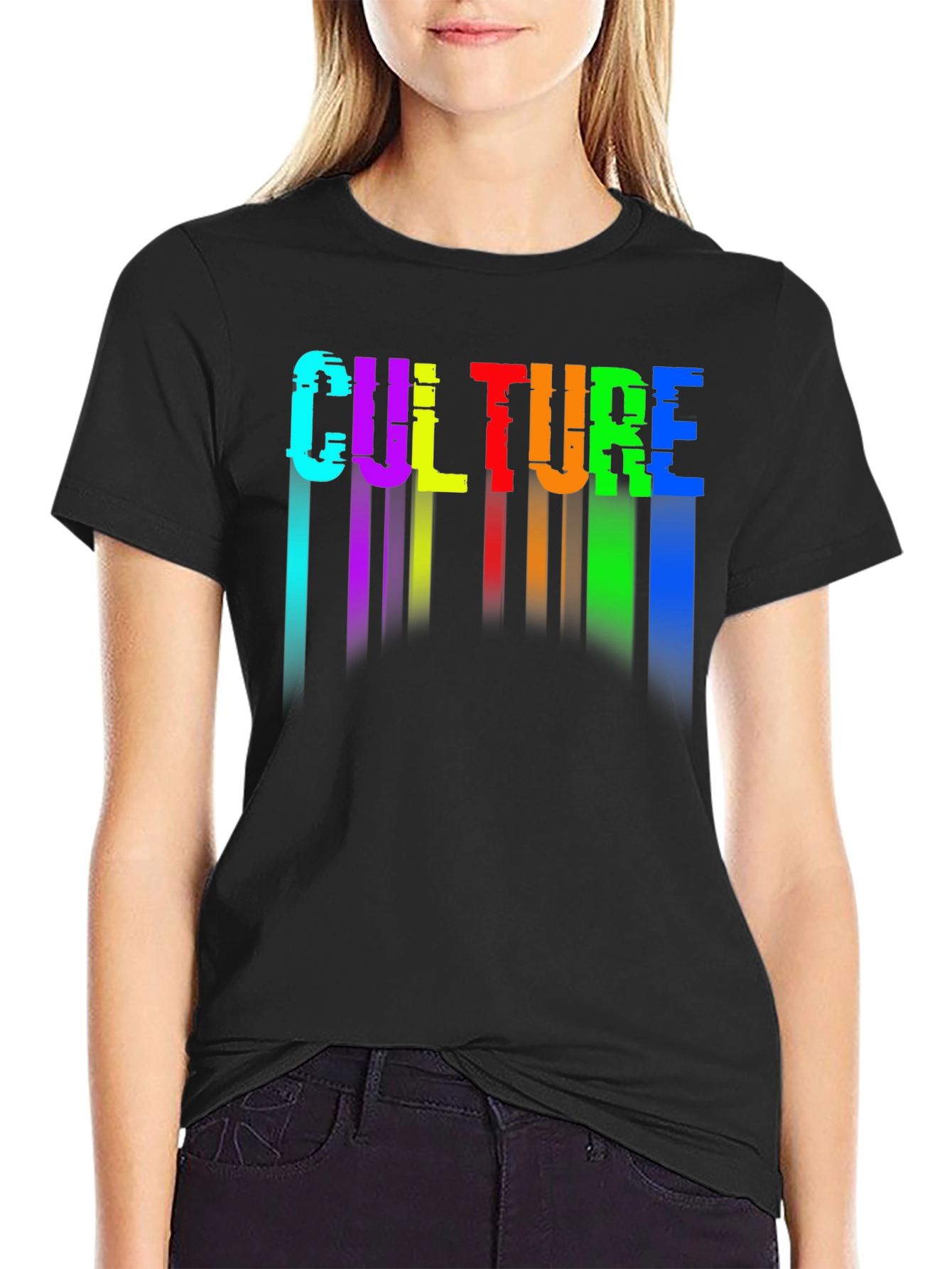 Black Culture Glitch Rainbow Graphic Tee view 2