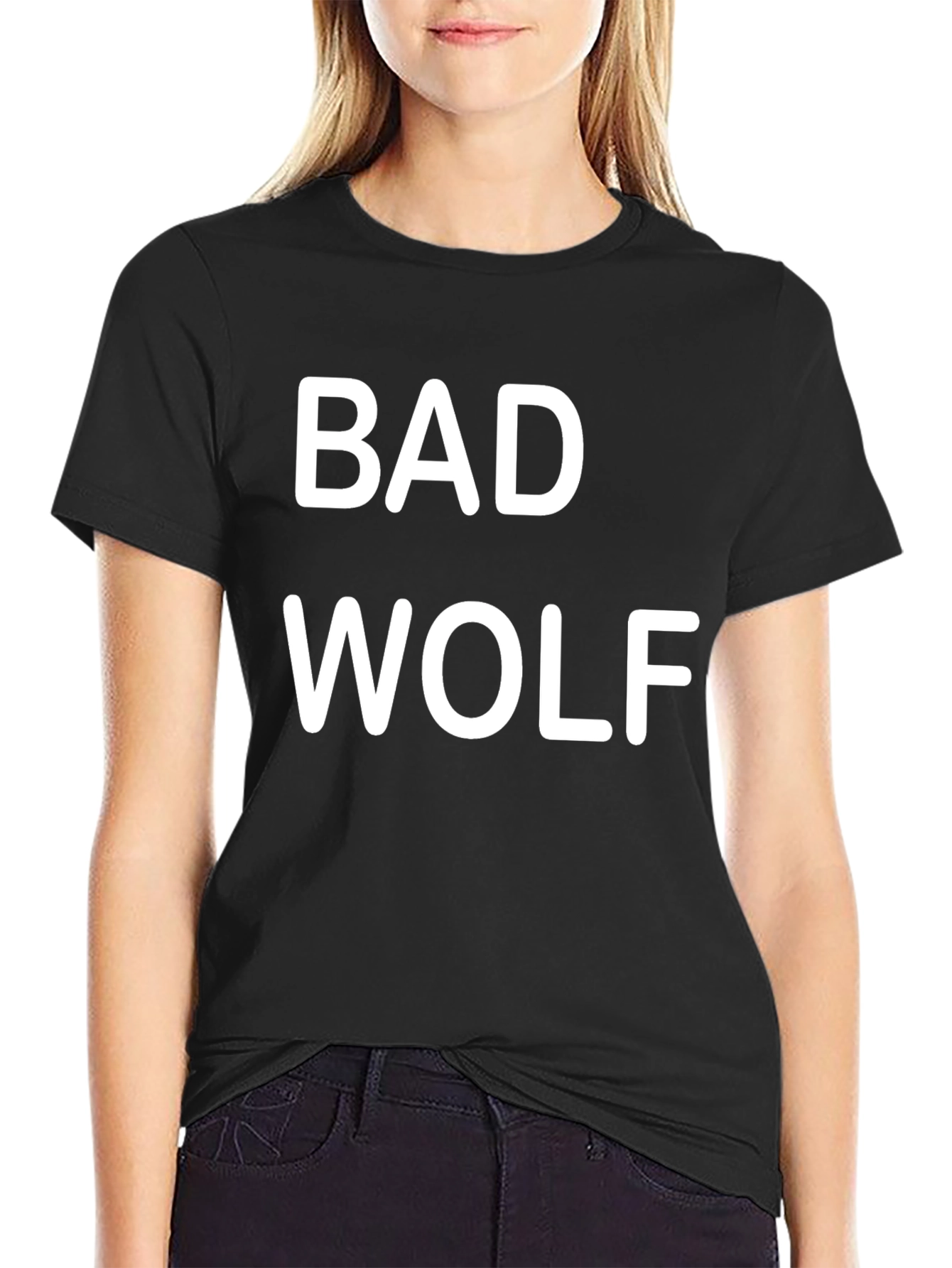 Black Bad Wolf Graphic T-Shirt - Black, Short Sleeve view 2
