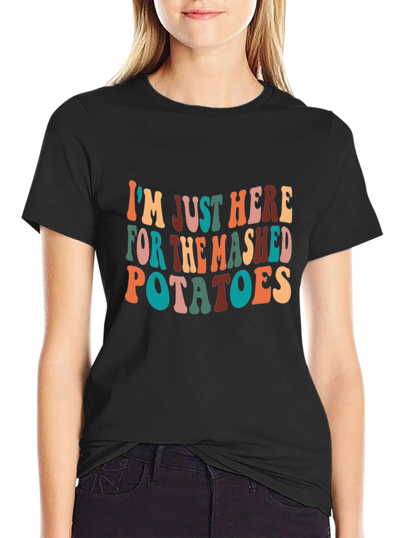 Black Mashed Potatoes T-Shirt - Fun Thanksgiving Apparel view 2