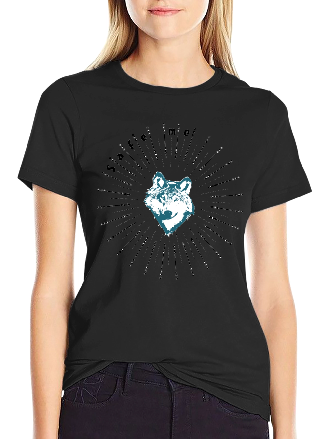 Black Wolf Graphic Tee - Save Me Design, Soft Cotton view 2