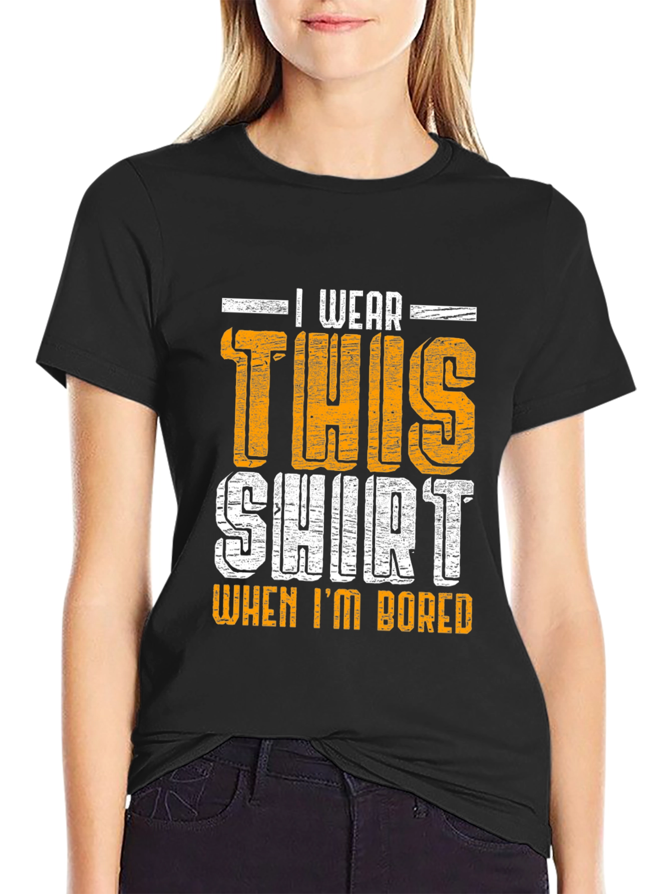Black Funny 'I Wear This Shirt When I'm Bored' Graphic Tee view 2