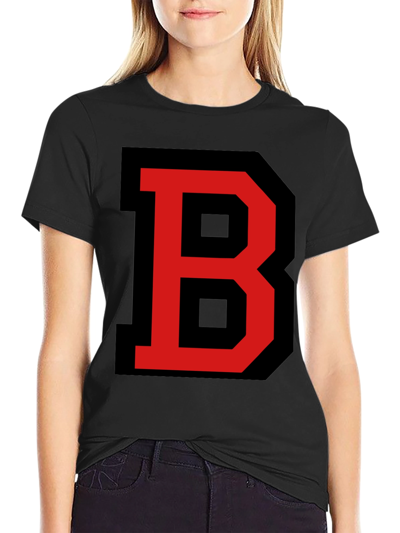 Black Bold Letter B Graphic Tee - Black view 2