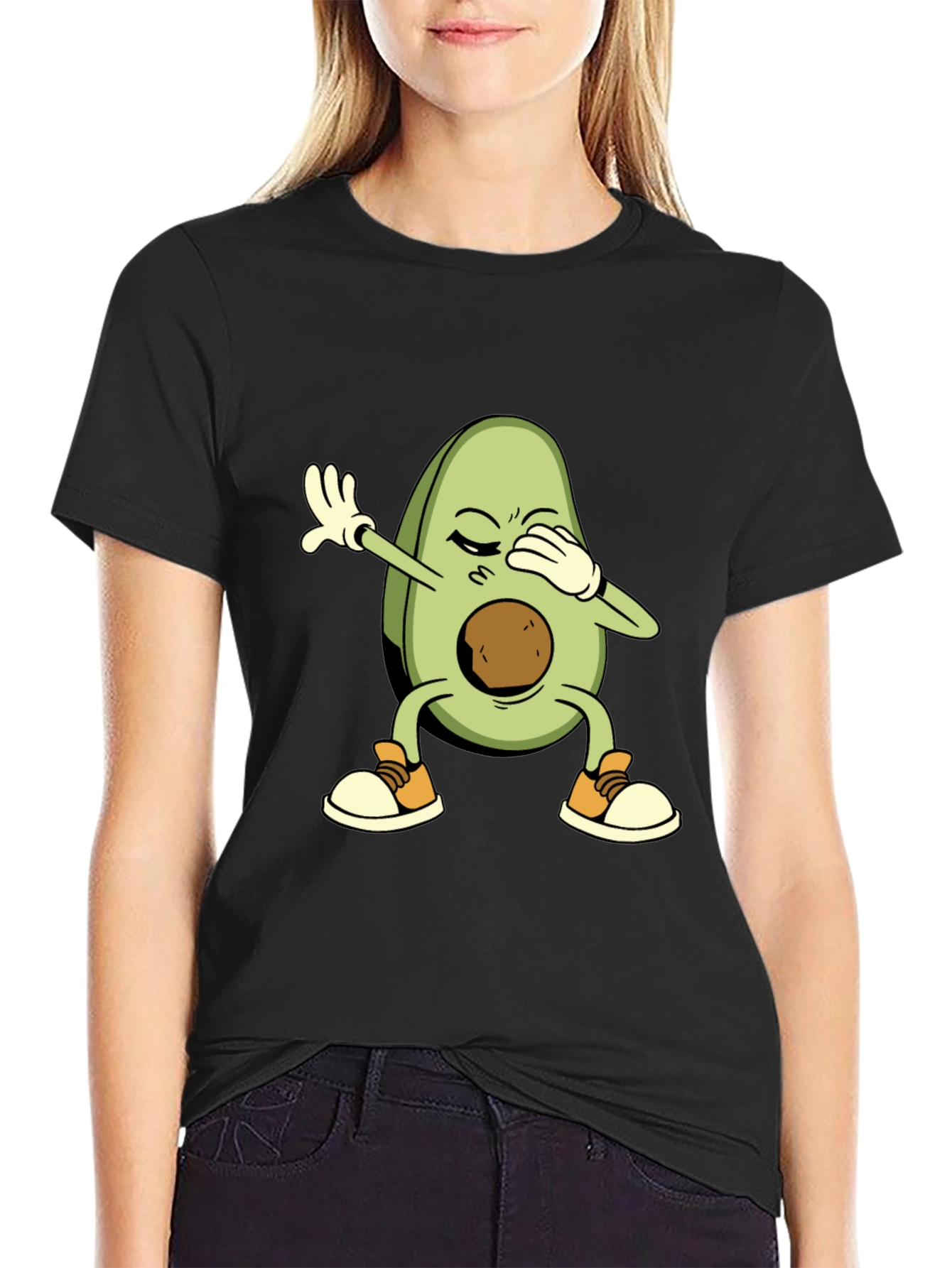 Black Dabbing Avocado Graphic T-Shirt view 2