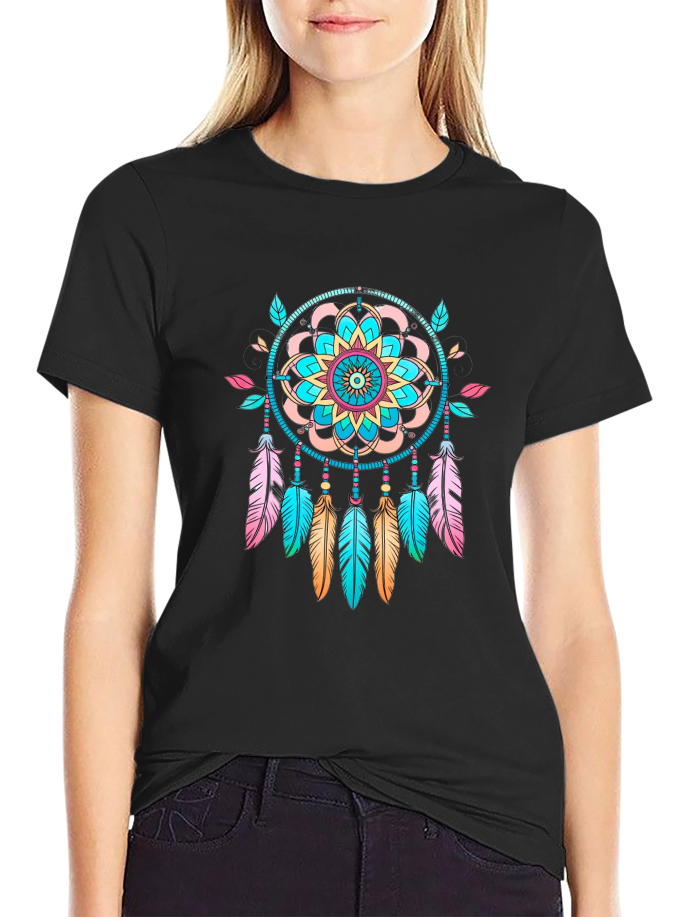 Black Dreamcatcher Graphic Black T-Shirt - Unisex view 2
