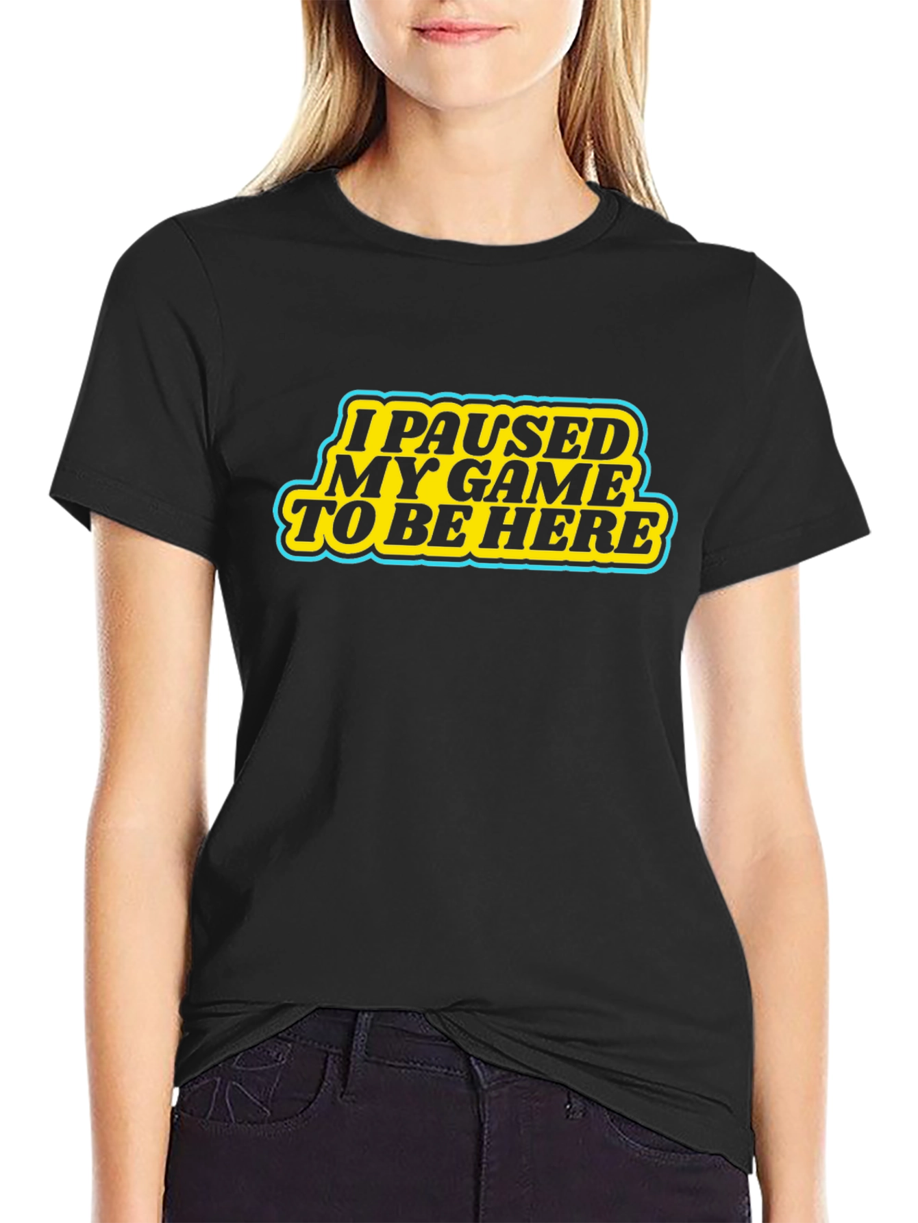 Black Funny Gamer T-Shirt - I Paused My Game view 2