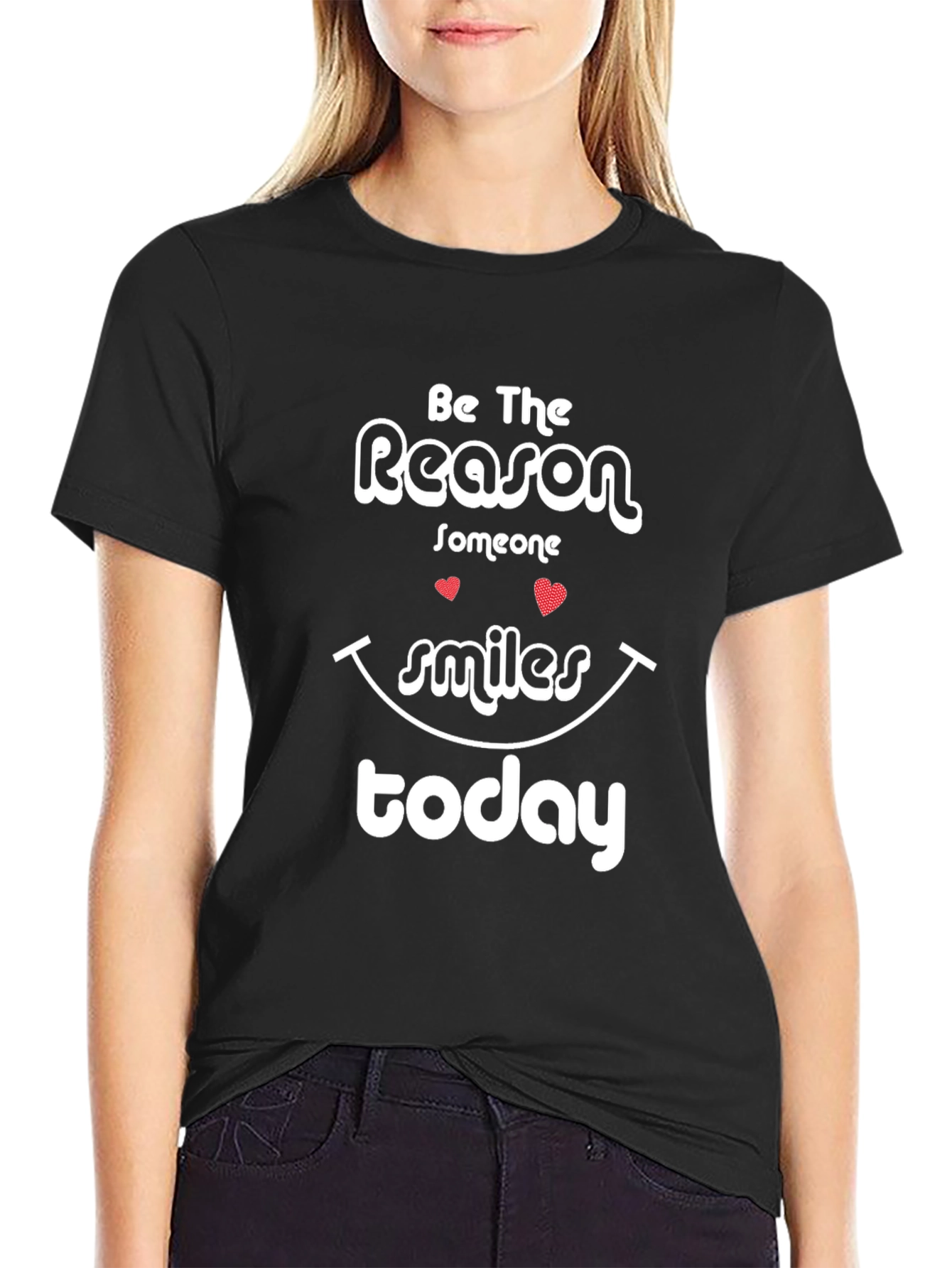 Black Be The Reason Smile Today T-Shirt view 2