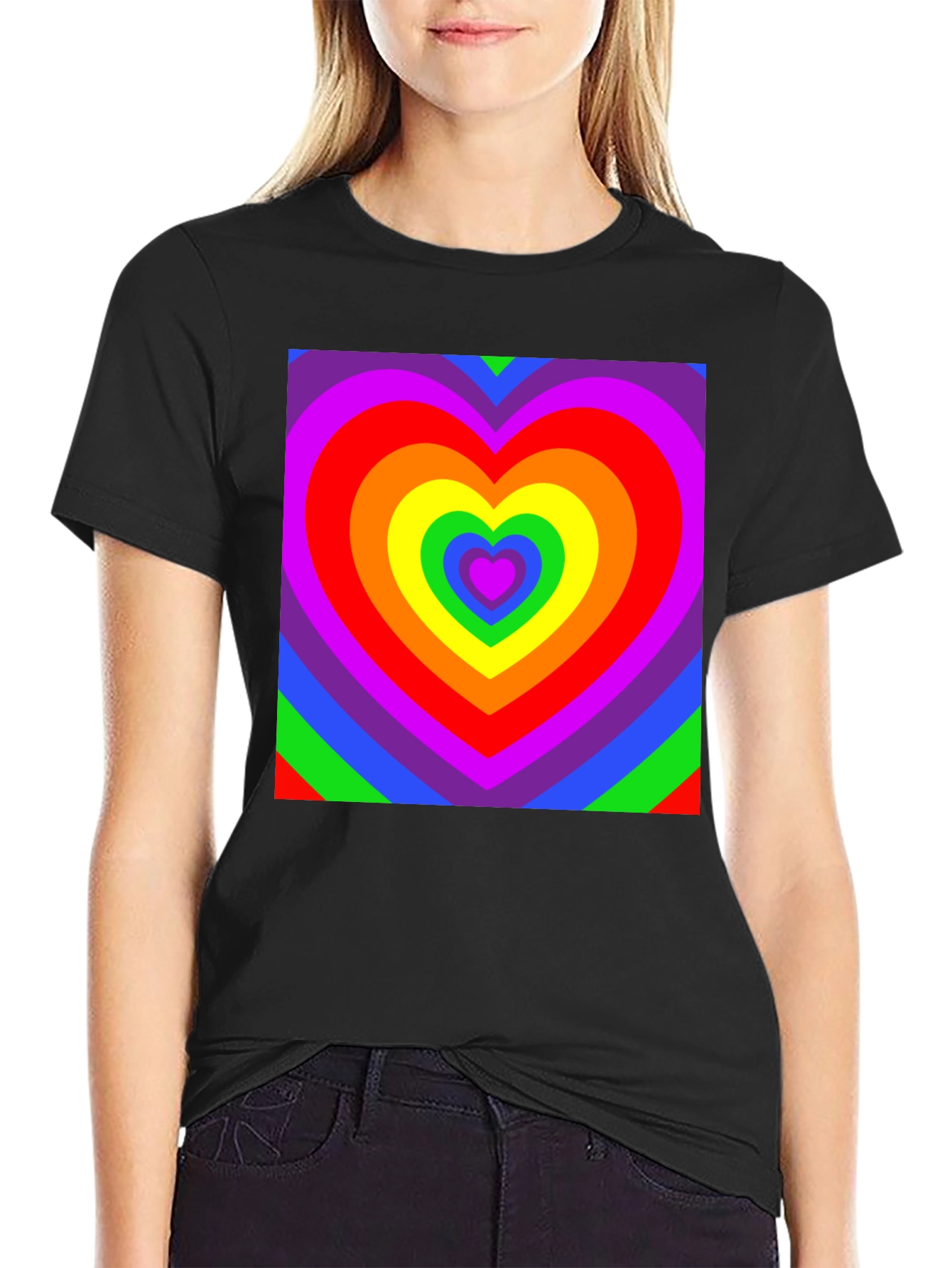 Black Rainbow Heart T-Shirt - Vivid Pride Apparel view 2