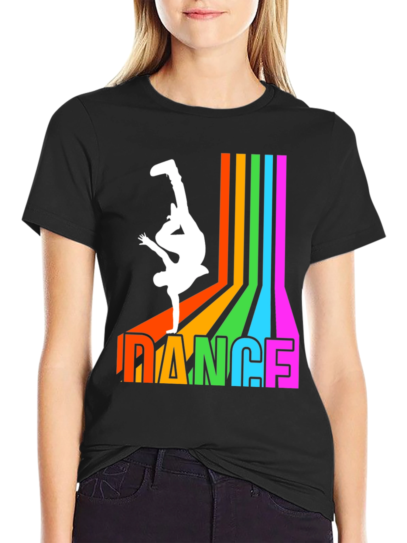 Black Retro Dance T-Shirt - Breakdance Graphic Tee view 2