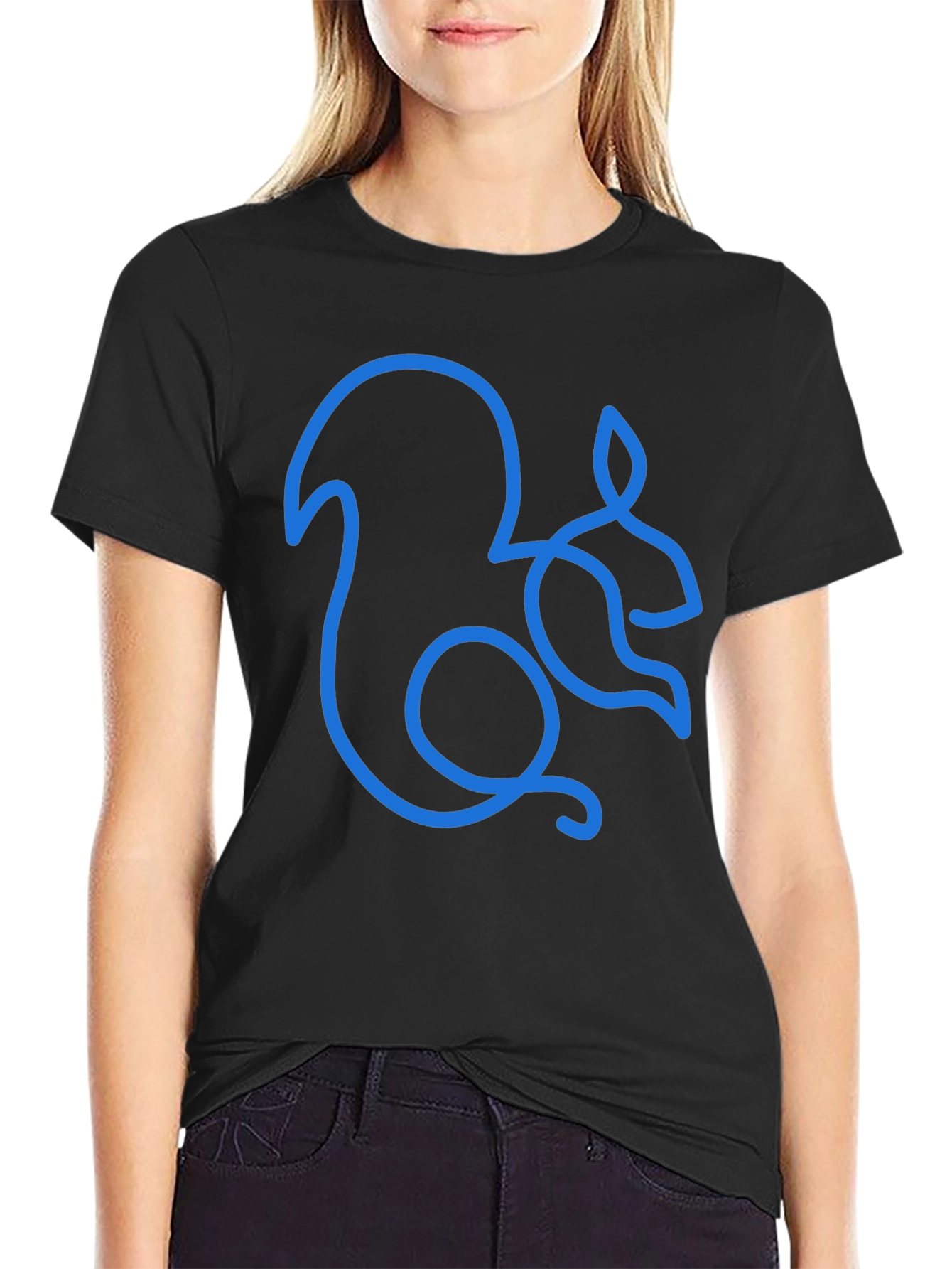 Black Squirrel Outline Graphic Tee - Men's Black T-Shirt view 2