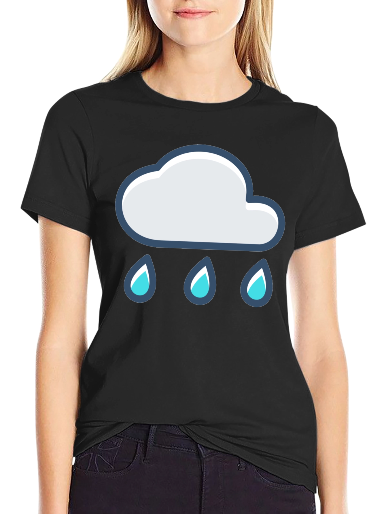 Black Cloud Rain T-Shirt - Black Cotton Tee view 2