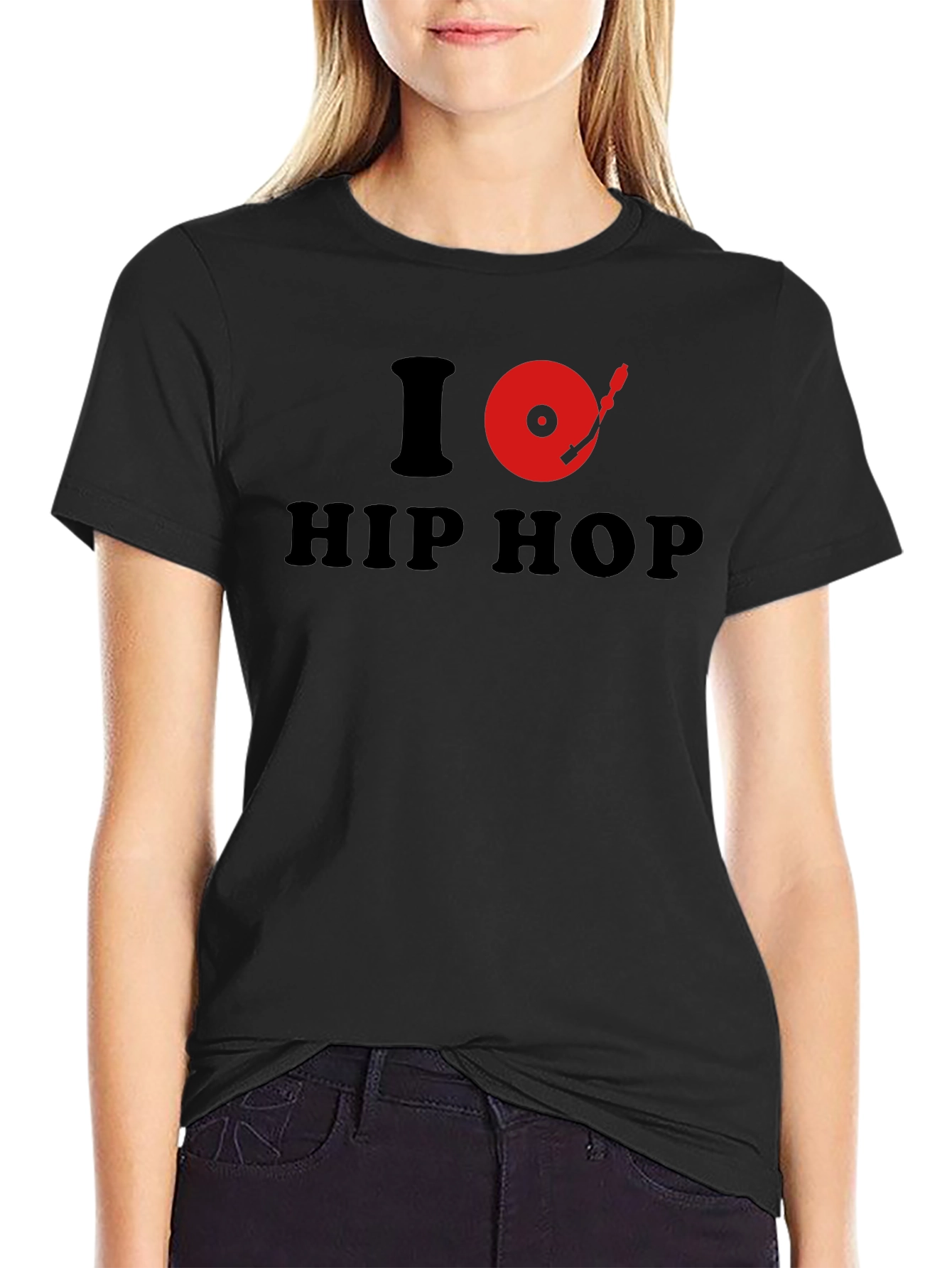 Black I Turntable Hip Hop Graphic Tee - Black view 2
