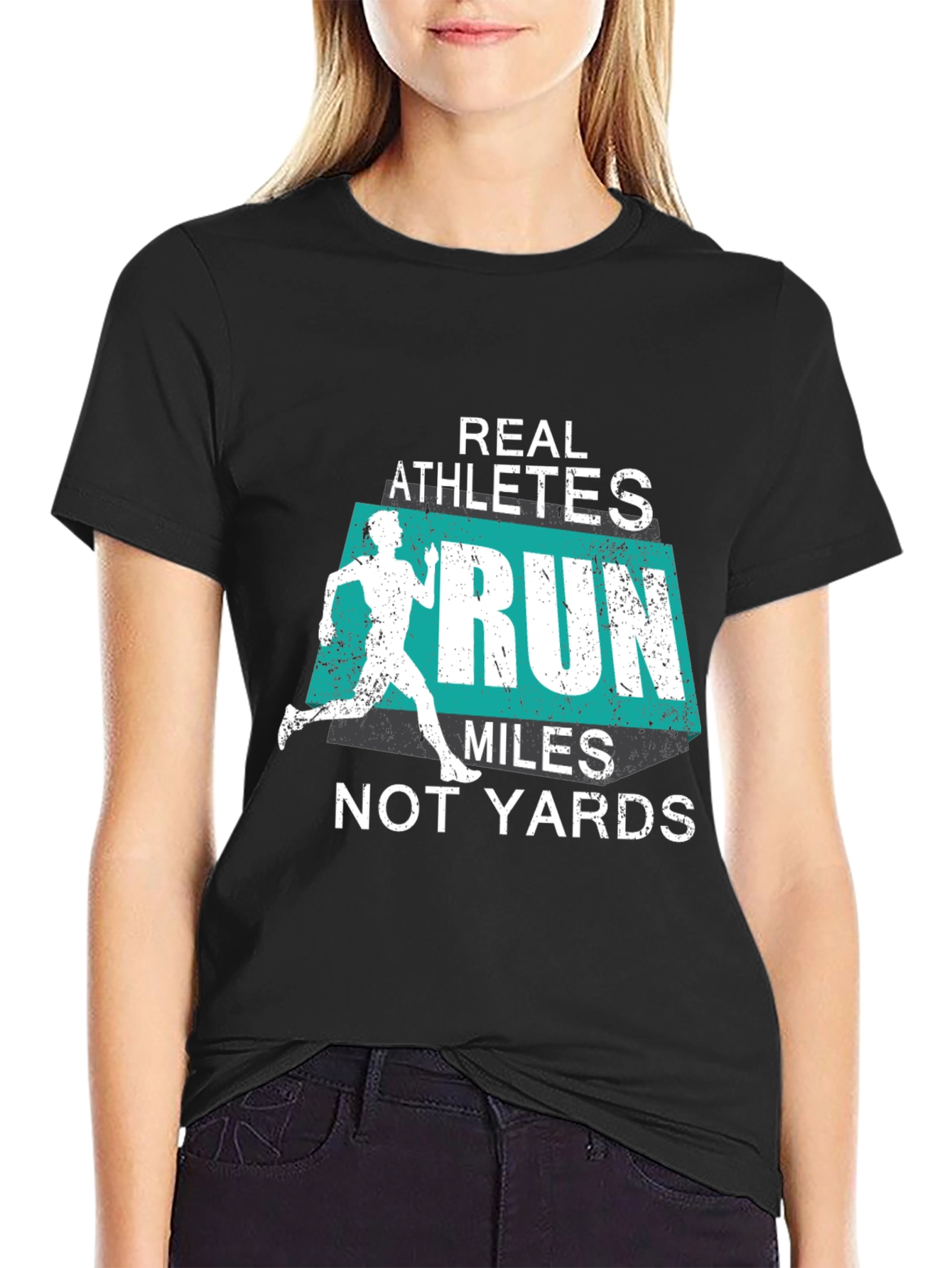 Black Real Athletes Run Miles T-Shirt view 2