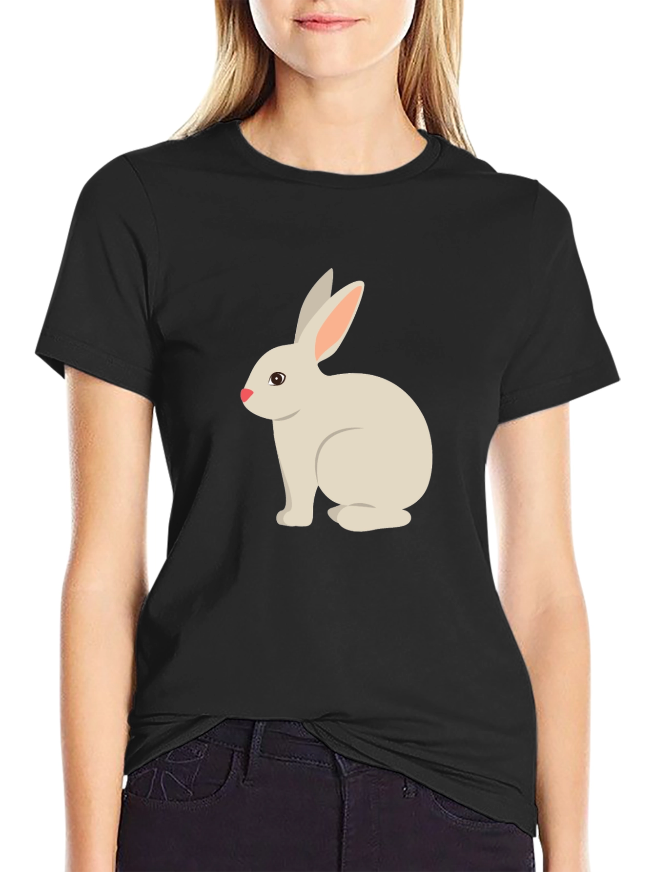 Black Cute Bunny Graphic Tee - Black T-Shirt view 2