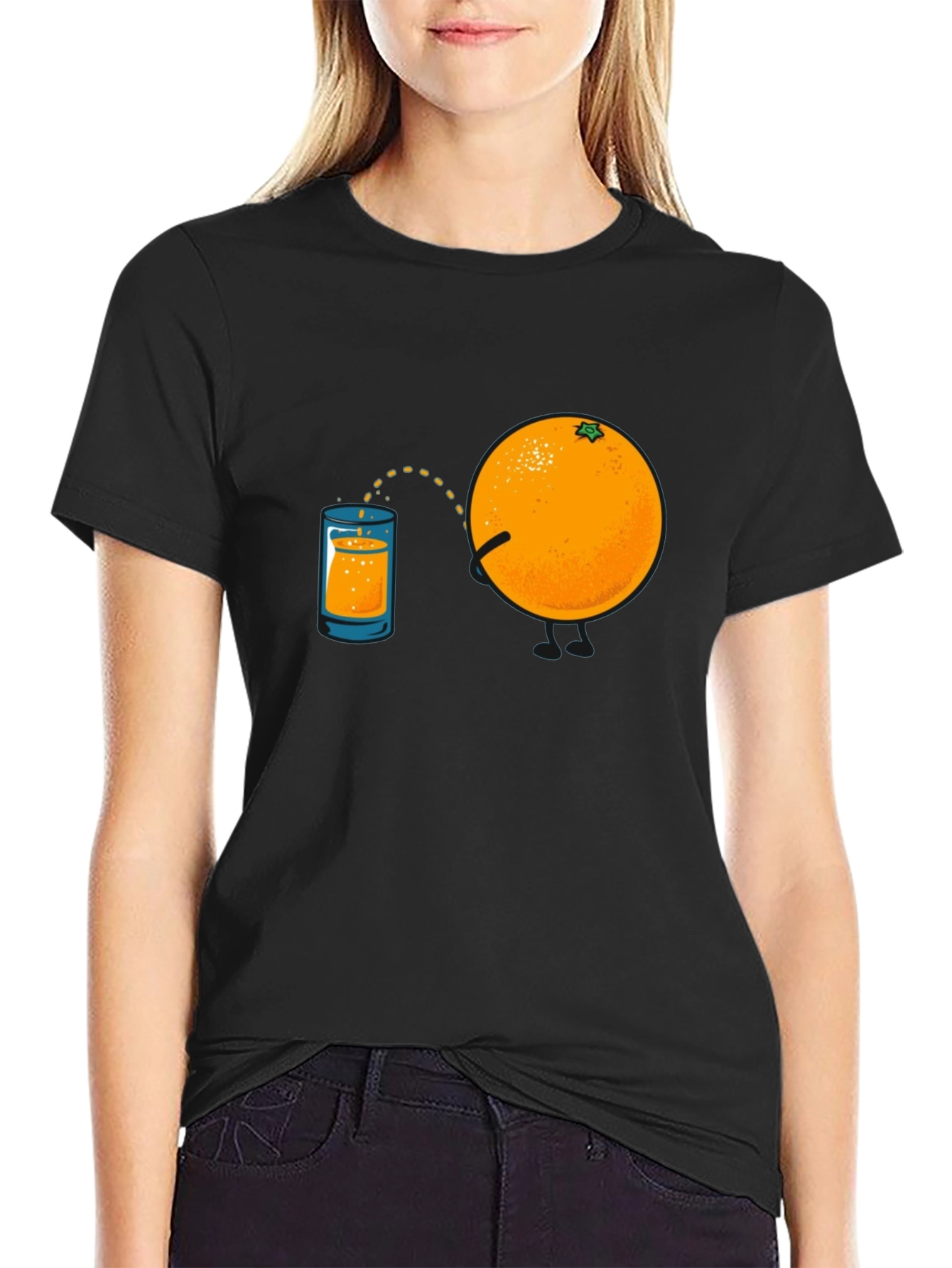 Black Funny Orange Juice Graphic Tee view 2