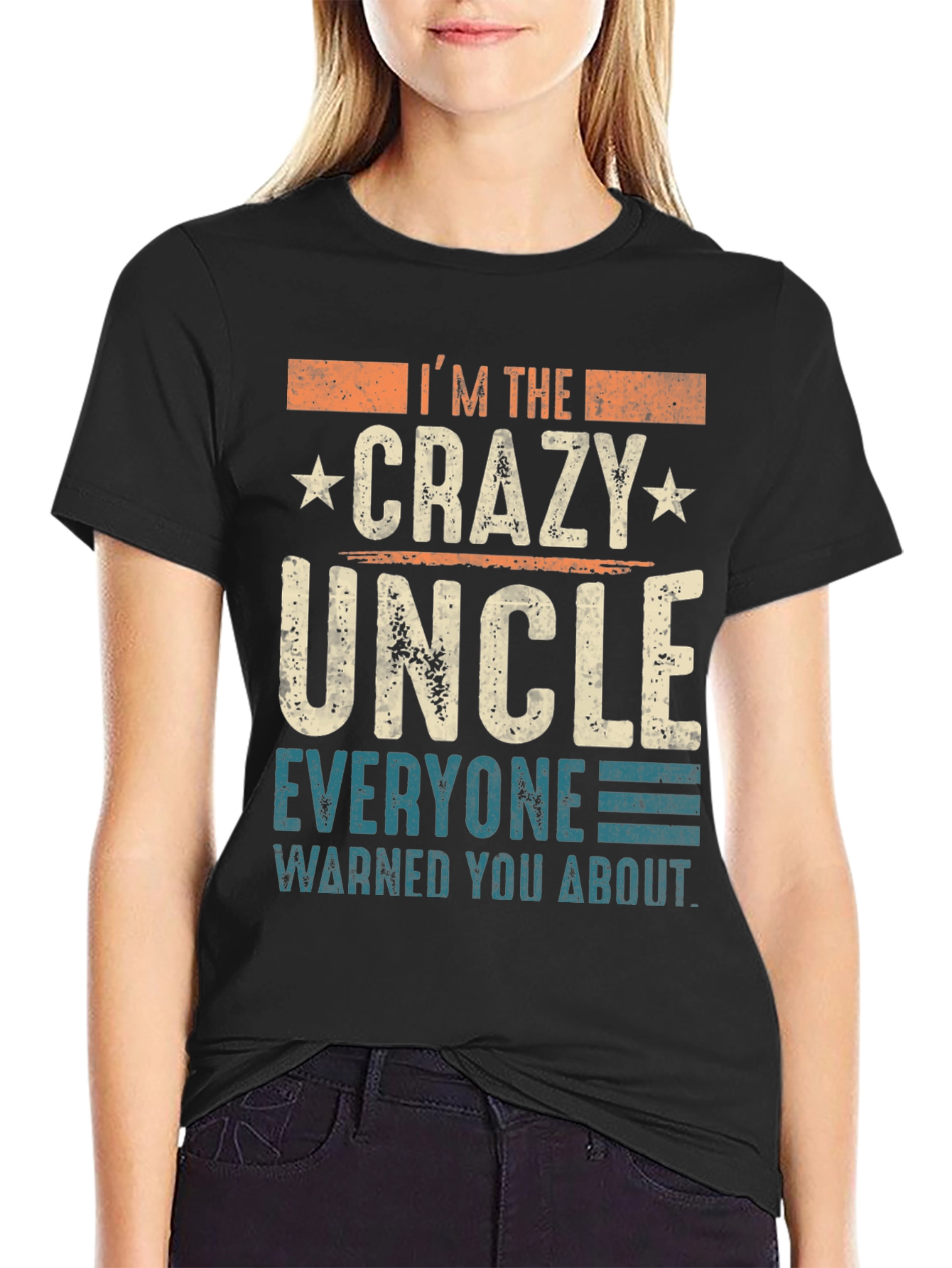Black Crazy Uncle T-Shirt - Funny Novelty Tee for Uncles view 2