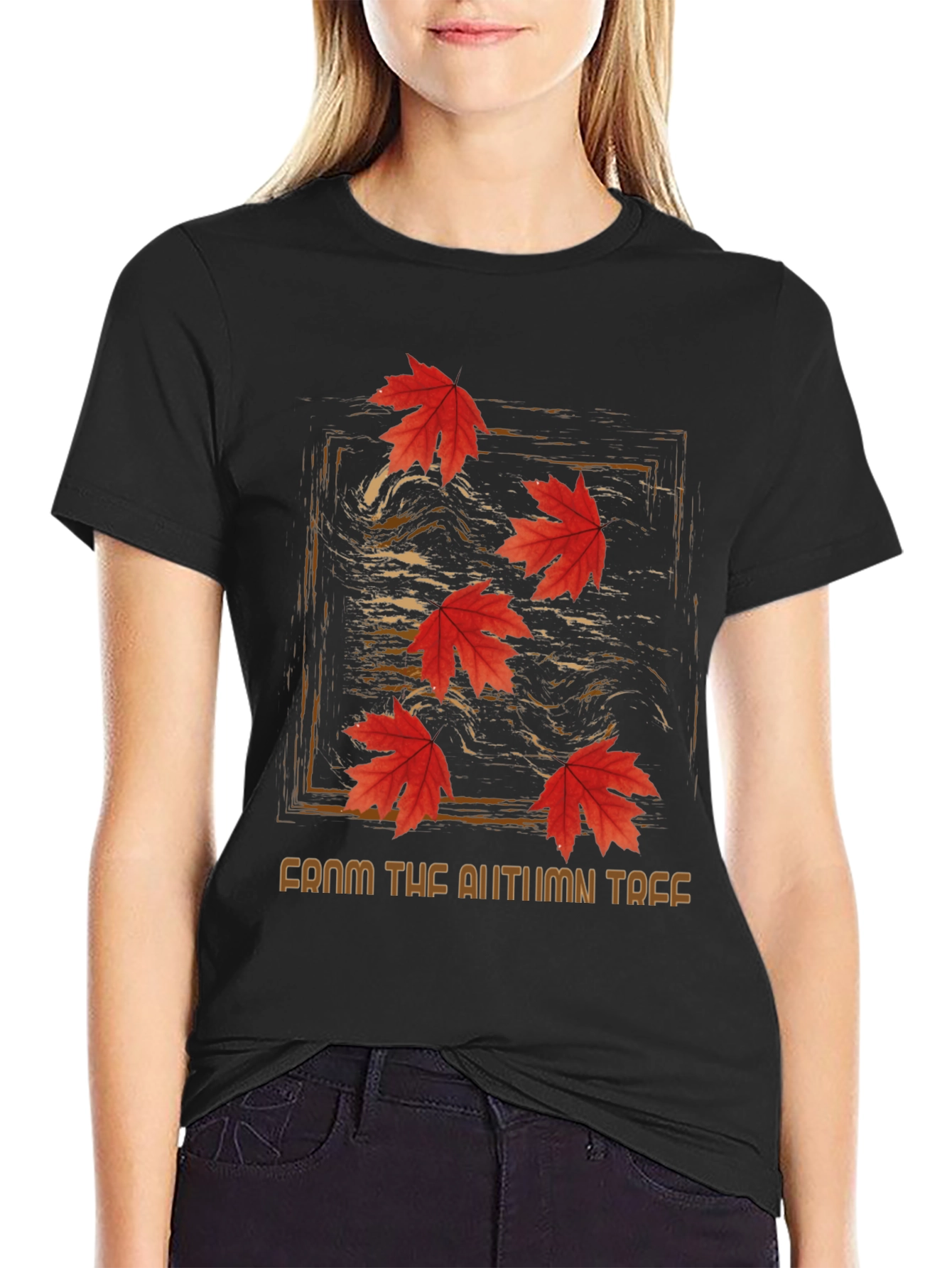 Black Autumn Leaves Graphic Tee - From The Autumn Tree view 2