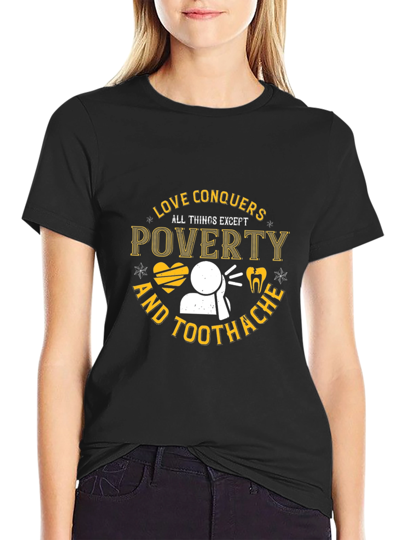 Black Love Conquers All Except Poverty & Toothache T-Shirt view 2
