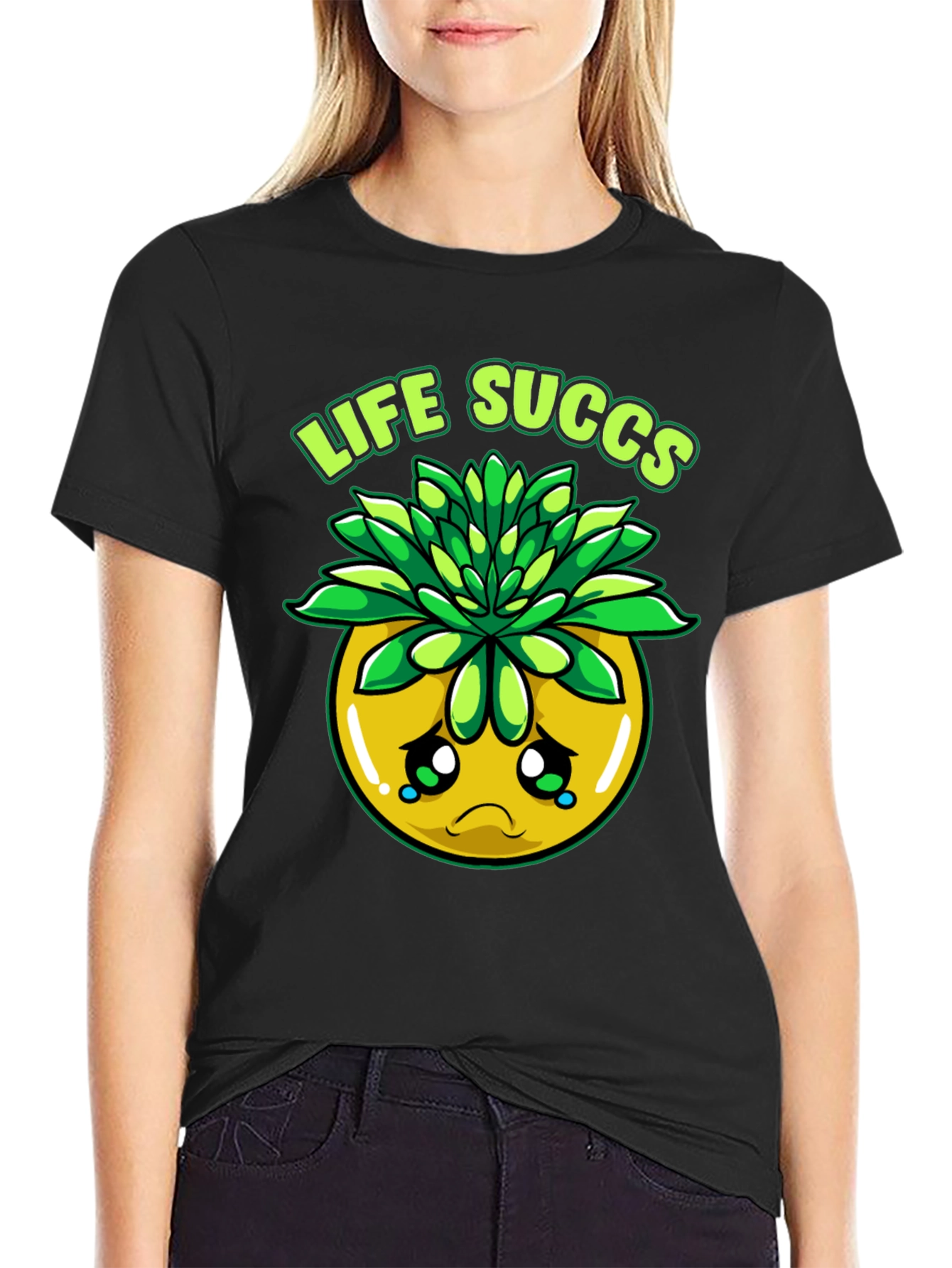 Black Life Succs T-Shirt - Funny Plant Pun Tee view 2