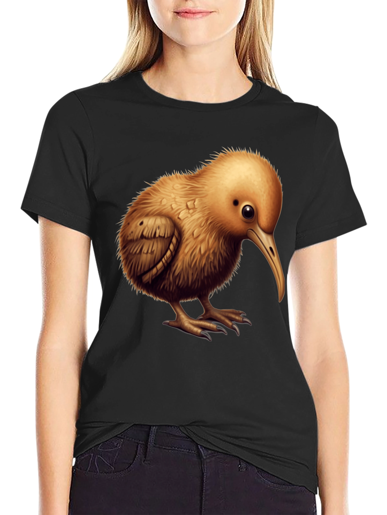 Black Kiwi Bird Graphic T-Shirt - Unique Animal Design view 2