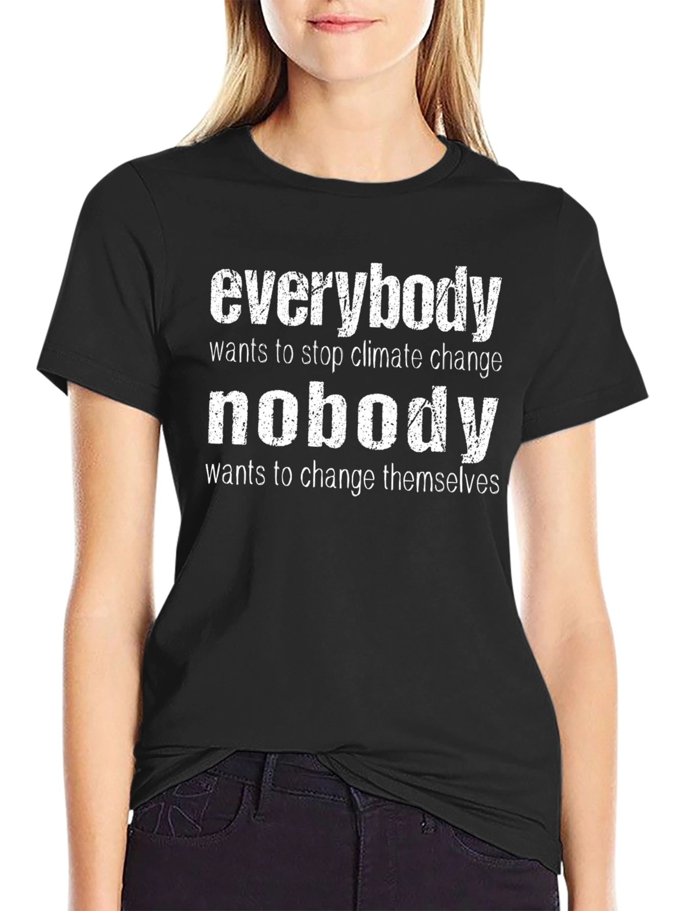 Black Climate Change T-Shirt - Everybody Nobody view 2