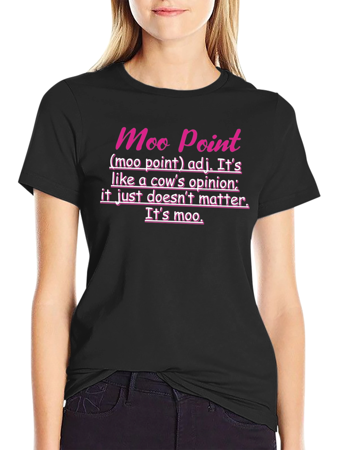Black Moo Point Funny Graphic T-Shirt view 2