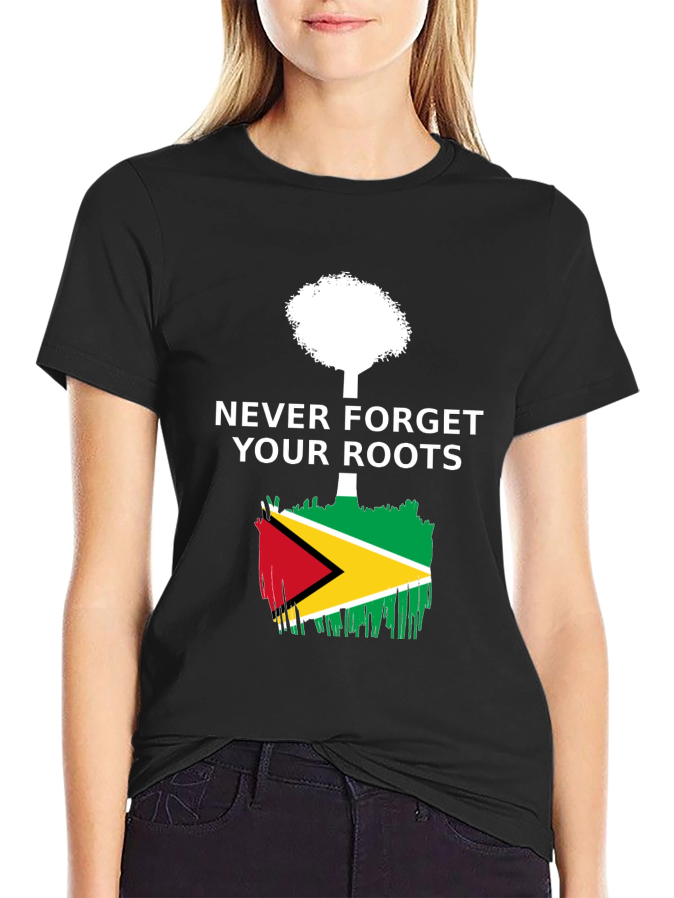 Black Guyana Roots T-Shirt - Never Forget view 2