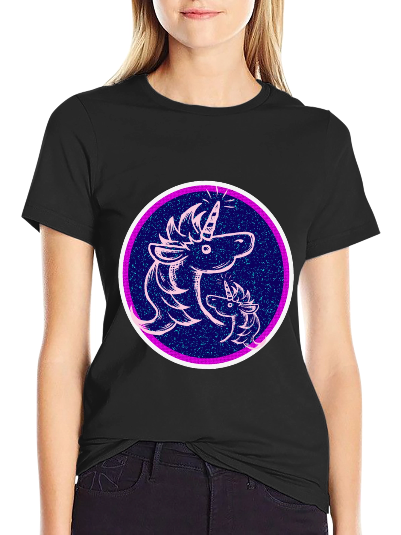Black Unicorn Graphic Black T-Shirt view 2
