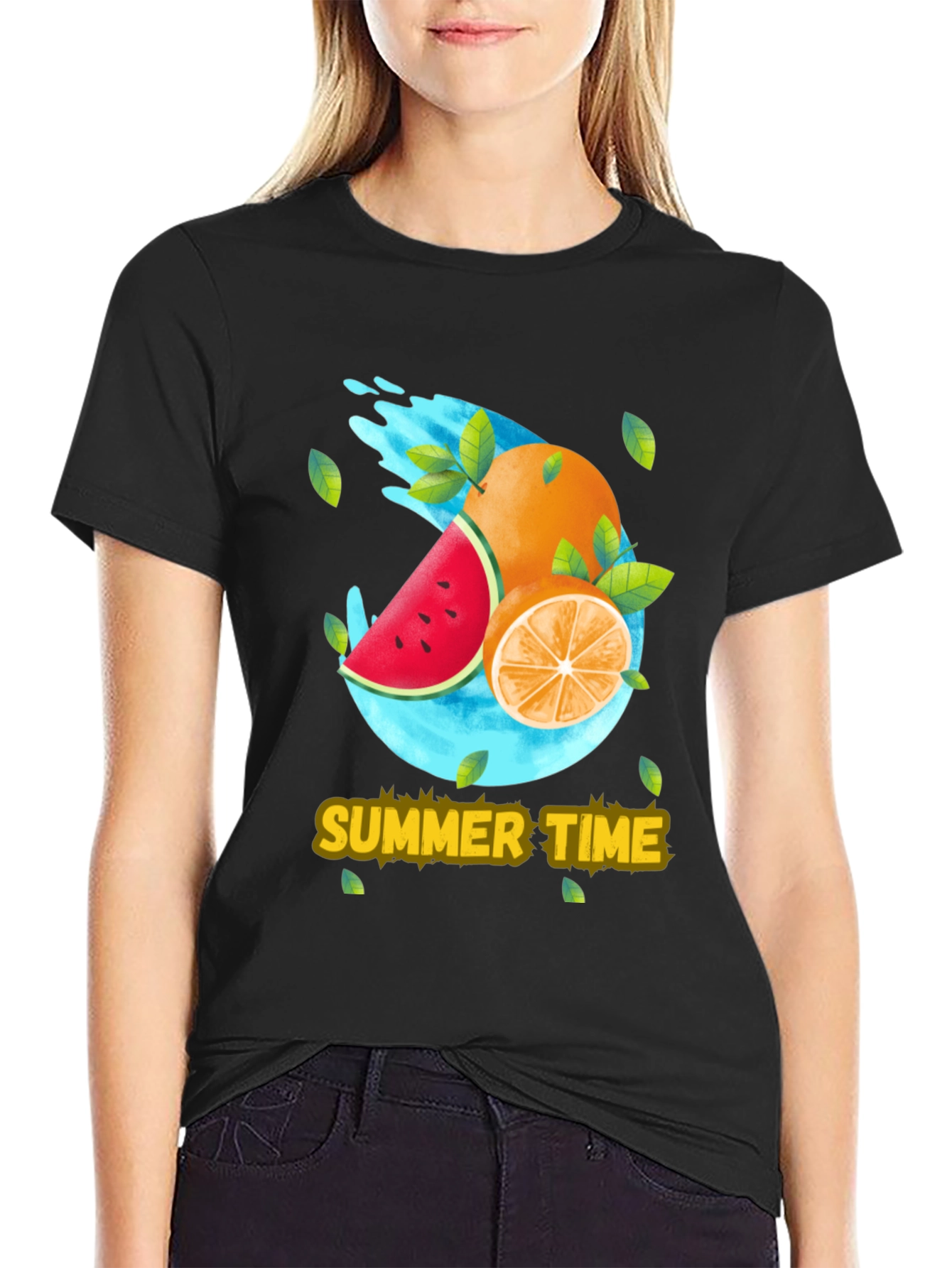 Black Summer Time Fruit T-Shirt view 2
