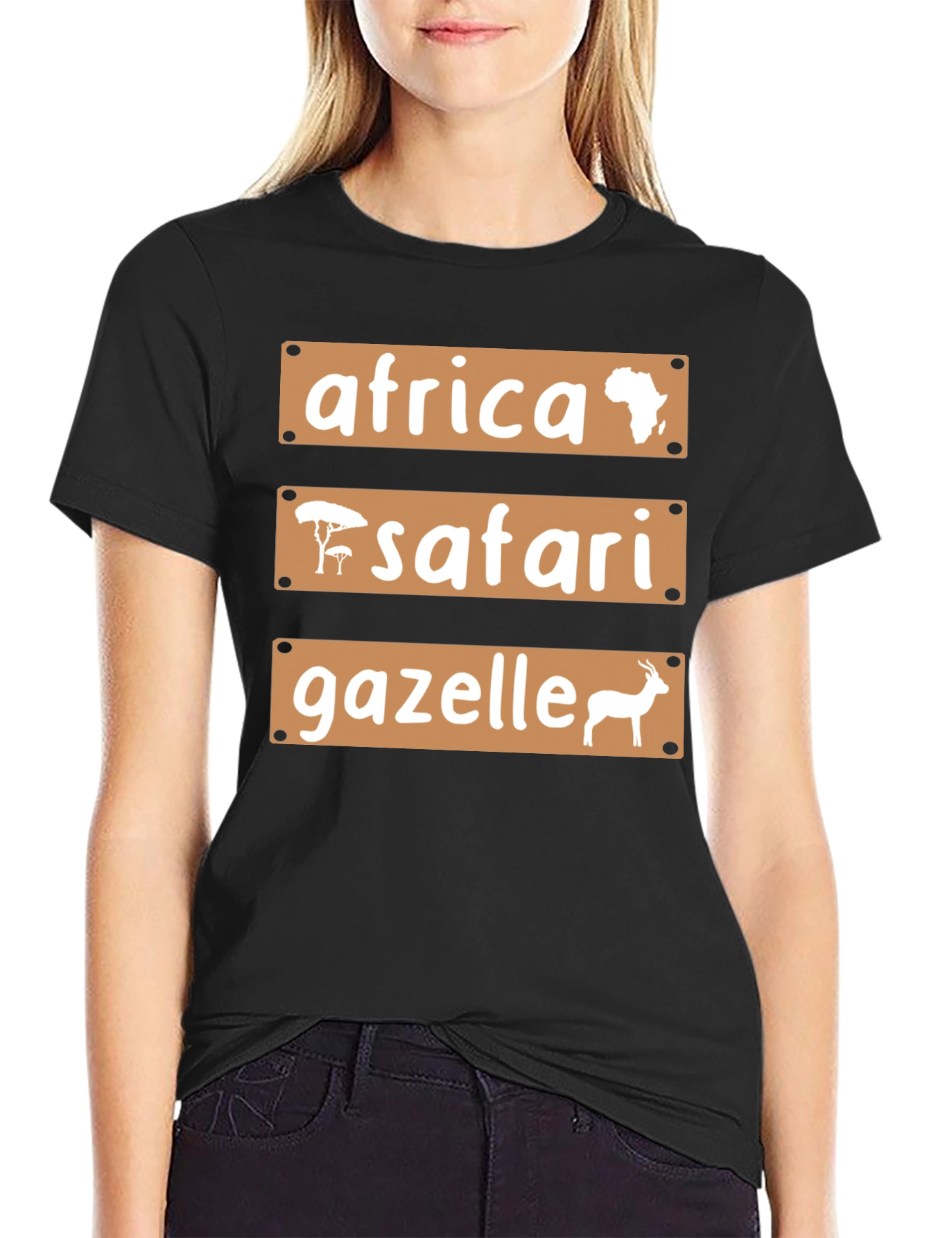 Black Africa Safari Gazelle Graphic T-Shirt view 2