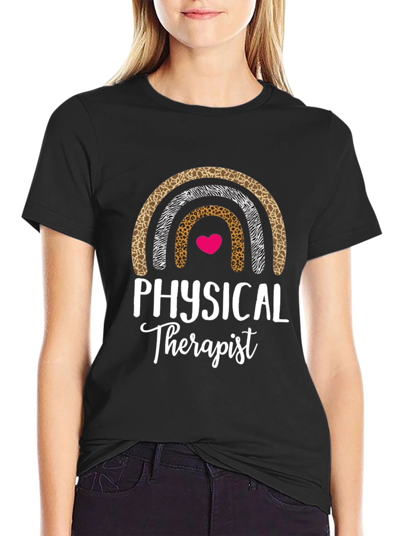 Black Physical Therapist Rainbow Graphic Tee view 2