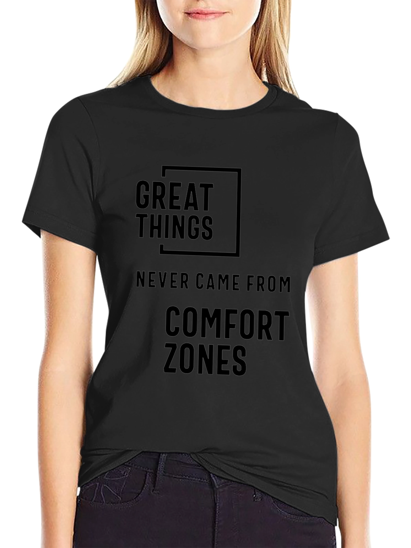 Black Great Things T-Shirt - Comfort Zone Motivational Tee view 2