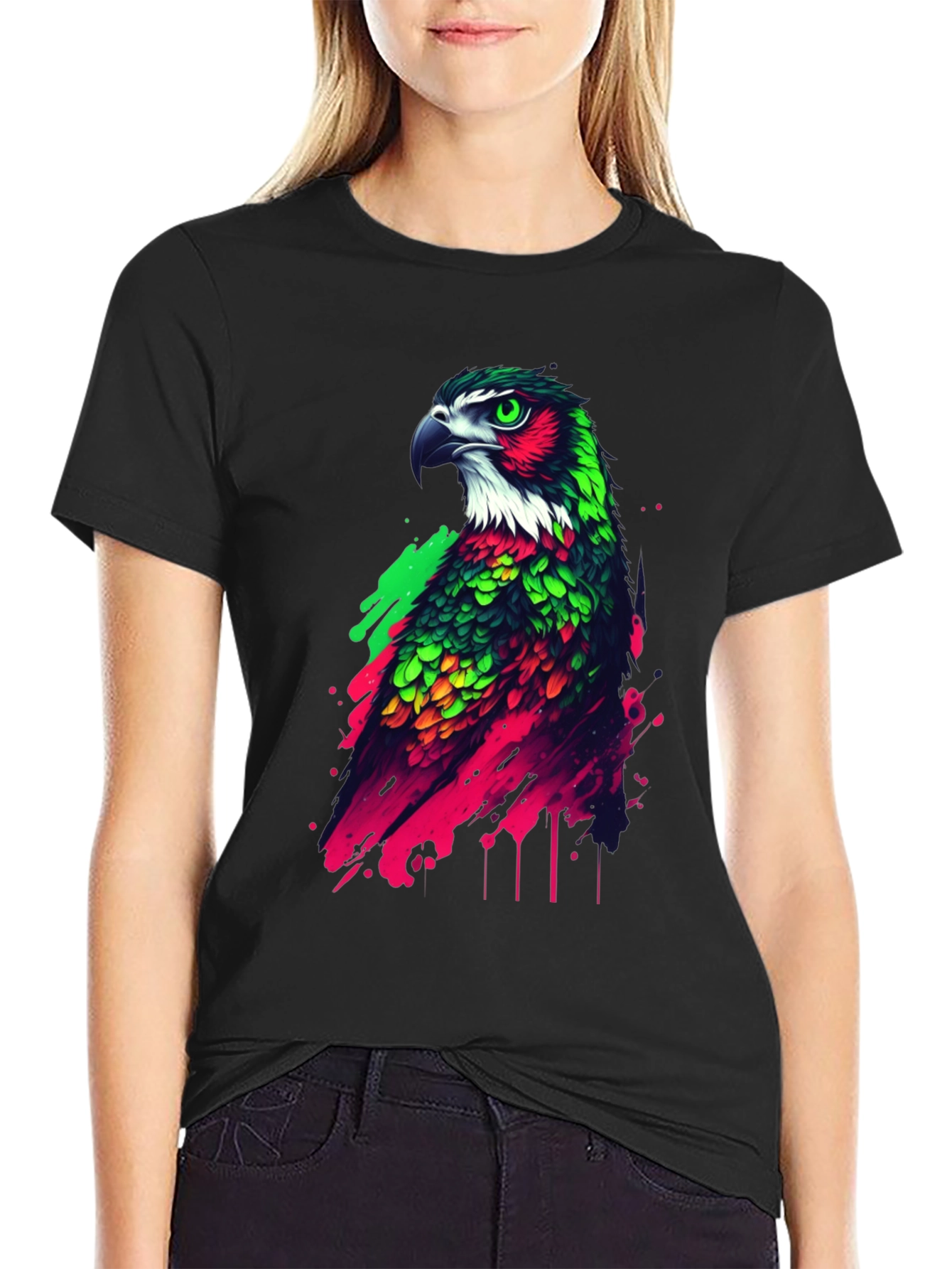 Black Eagle Graphic Tee - Vibrant Bird Design view 2