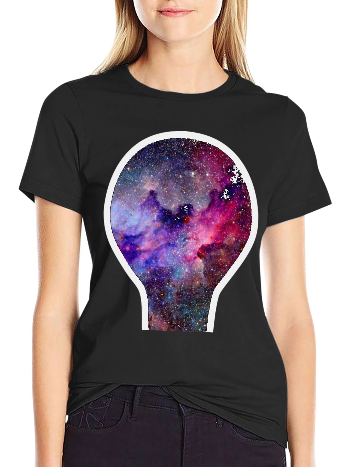 Black Galaxy Nebula Graphic T-Shirt - Black Cotton Blend view 2