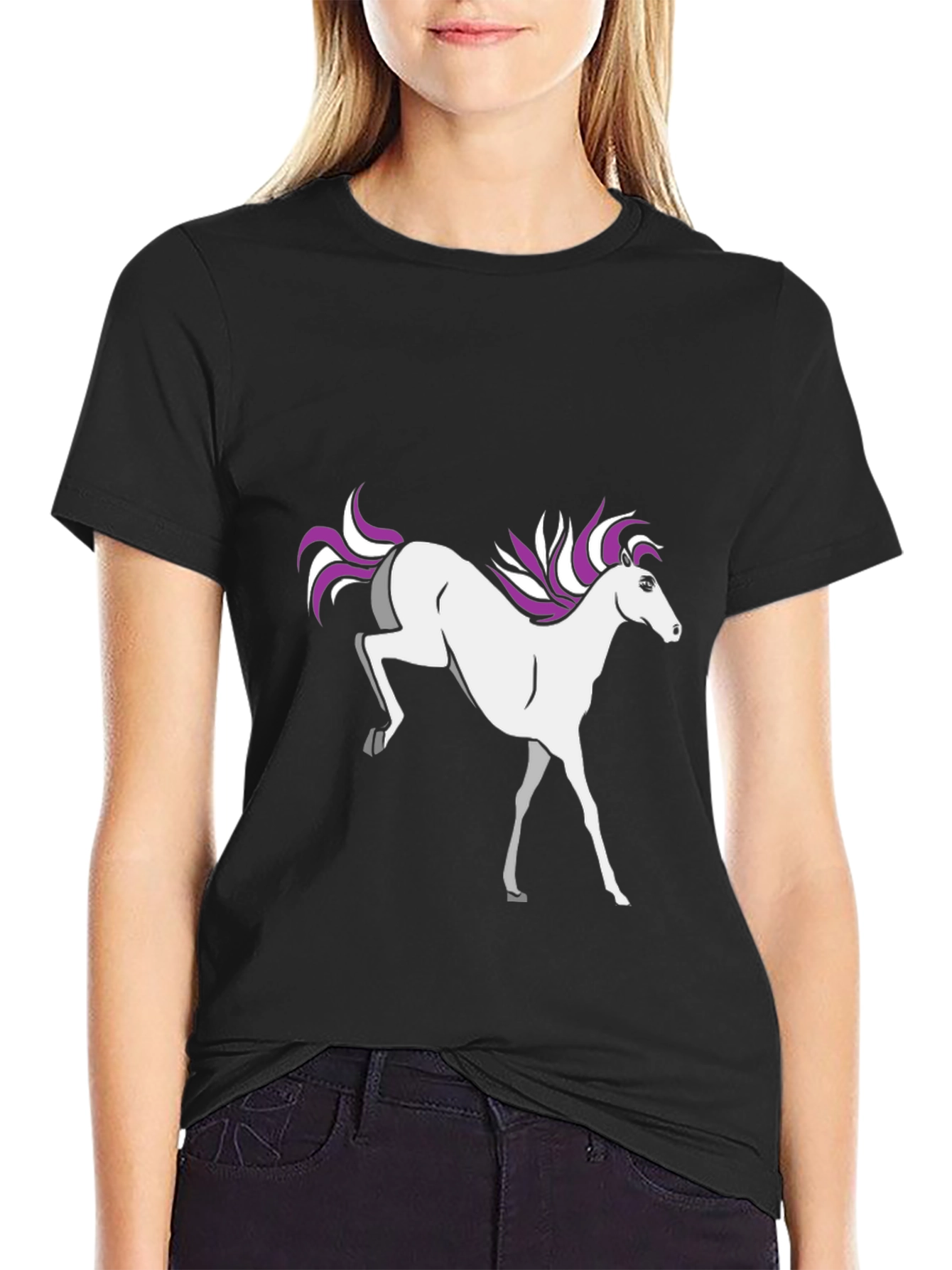 Black Unicorn Graphic Tee - Black Cotton T-Shirt view 2