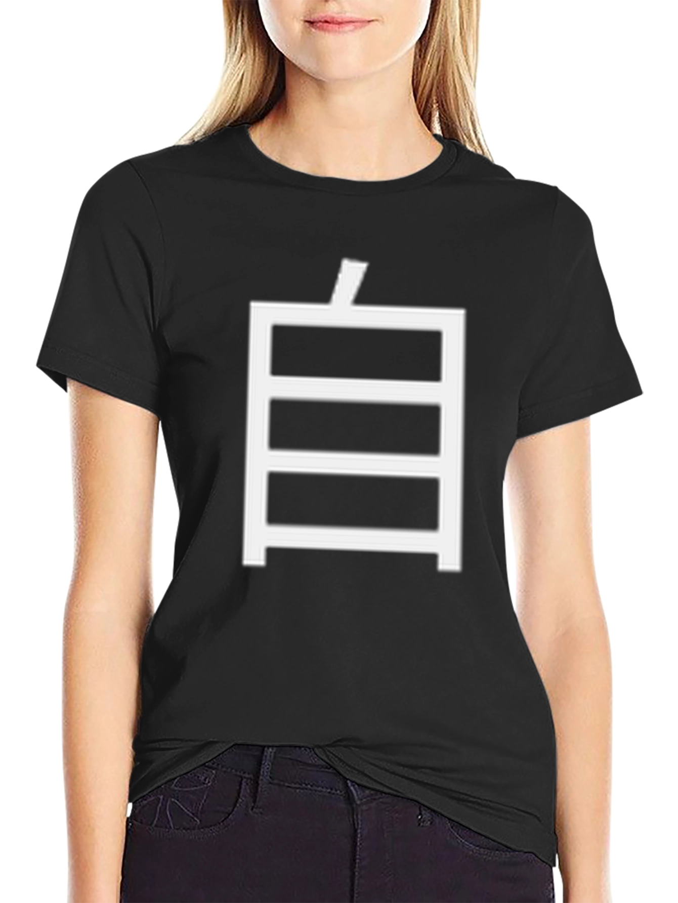 Black Black Tee with Minimalist White Japanese Symbol view 2