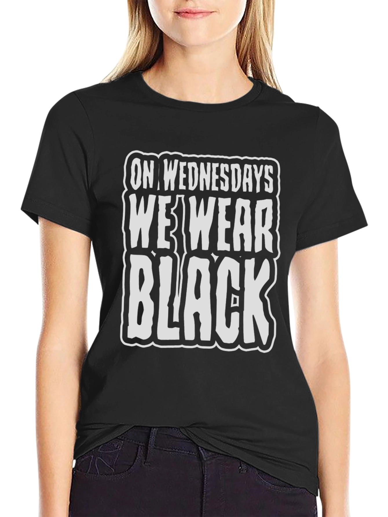 Black On Wednesdays We Wear Black T-Shirt view 2