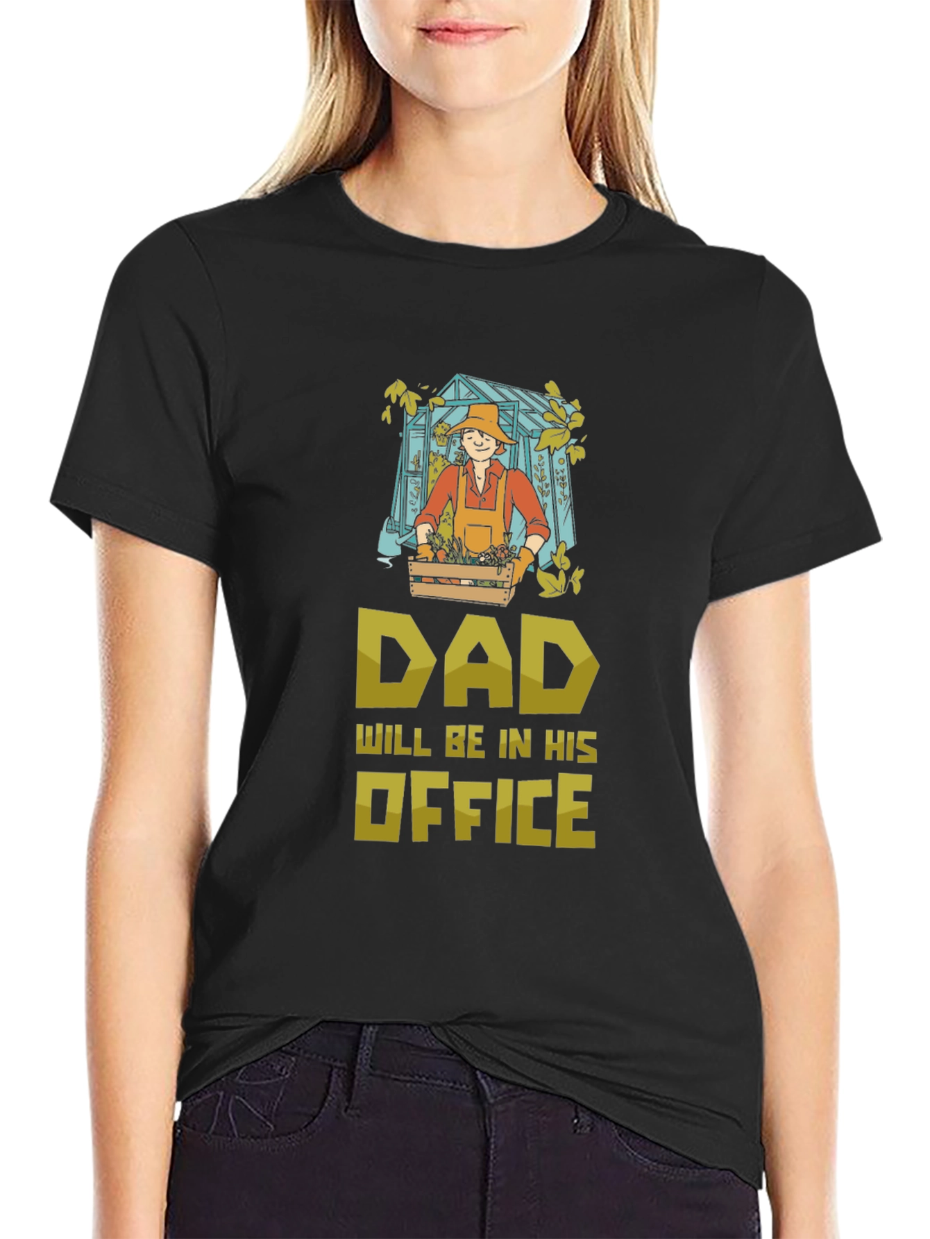 Black Dad's Gardening Office T-Shirt - Funny Gardener Gift view 2