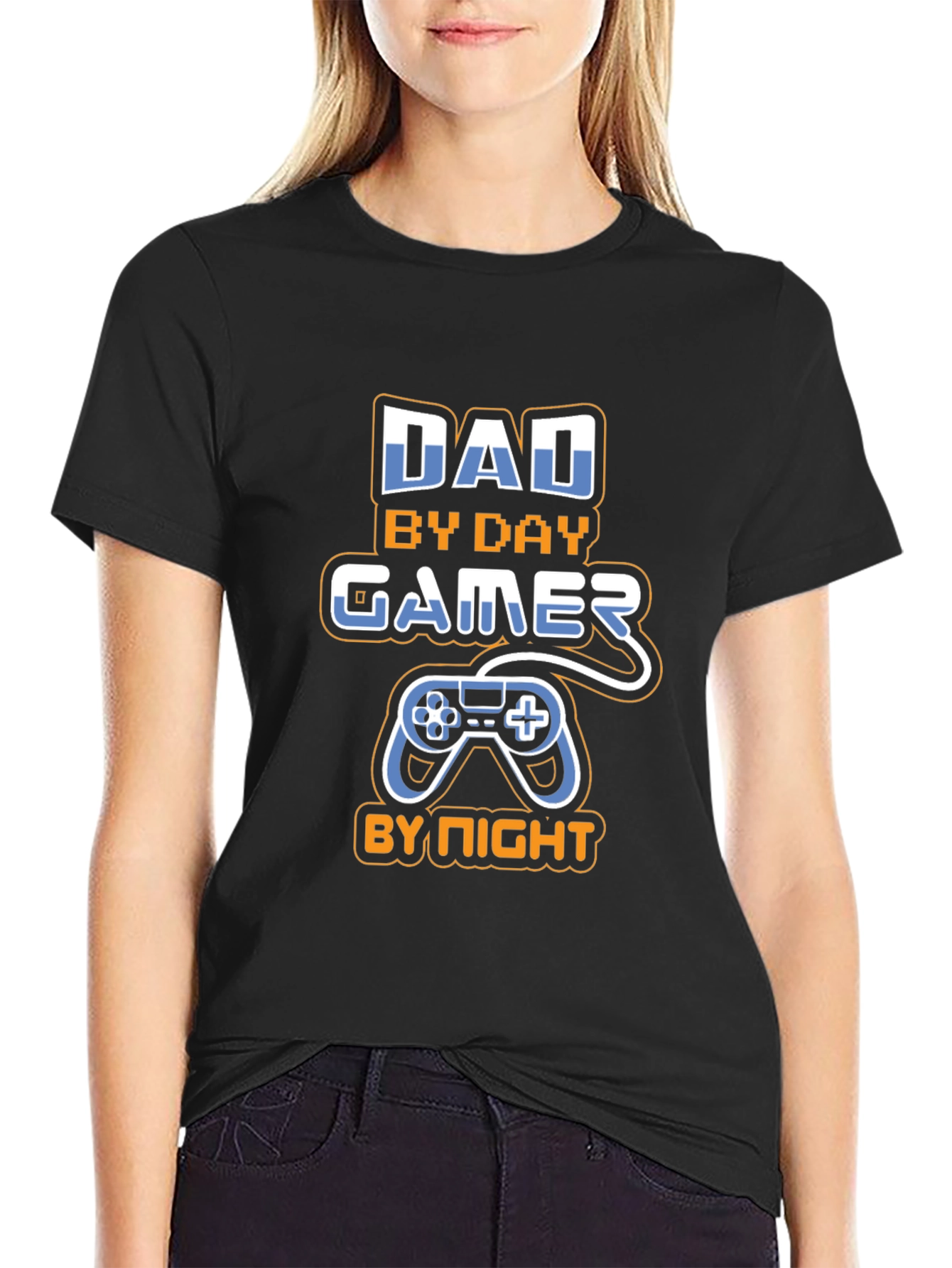 Black Dad By Day Gamer By Night T-Shirt view 2