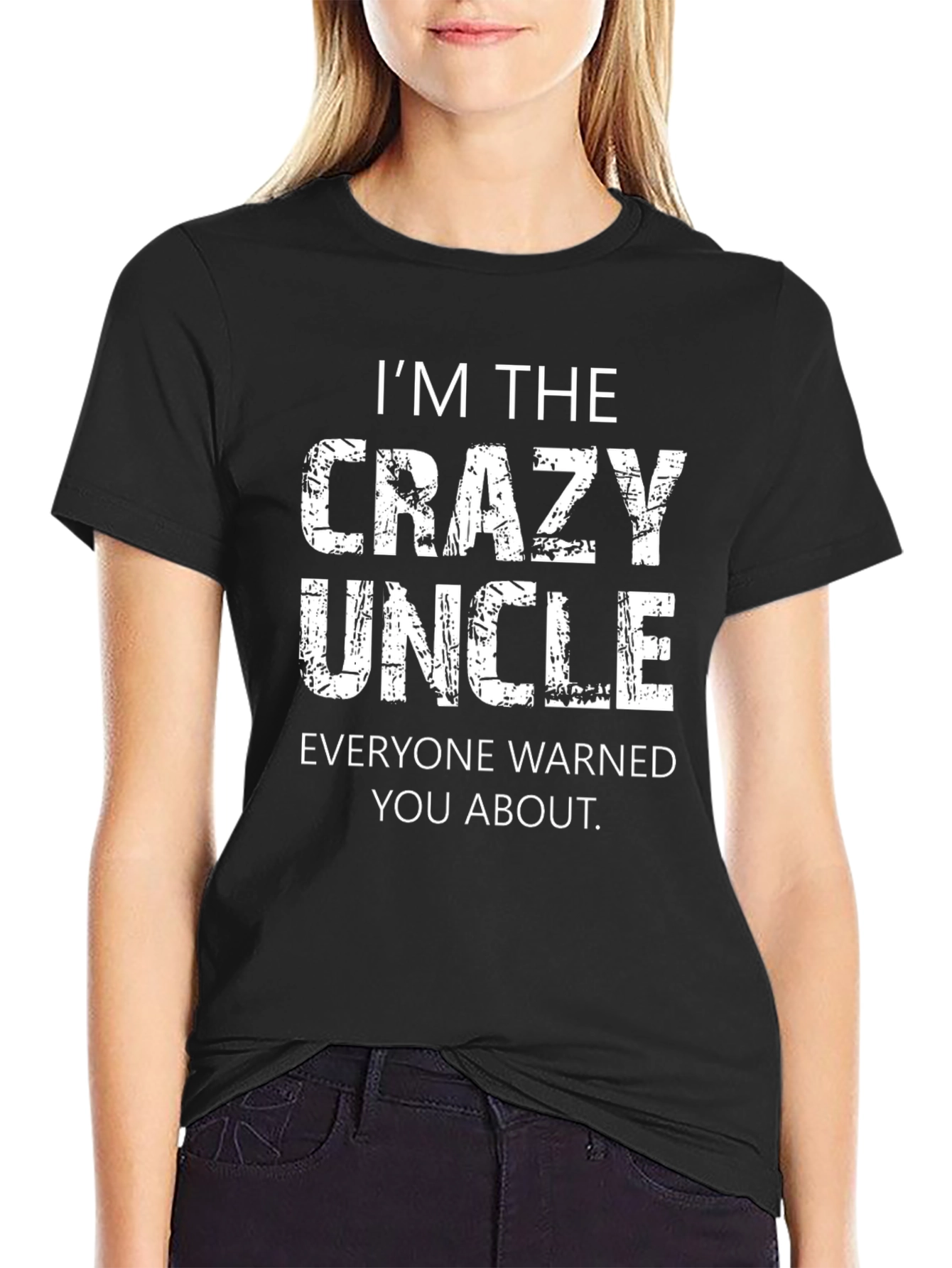 Black Crazy Uncle T-Shirt - Warning Label Tee view 2