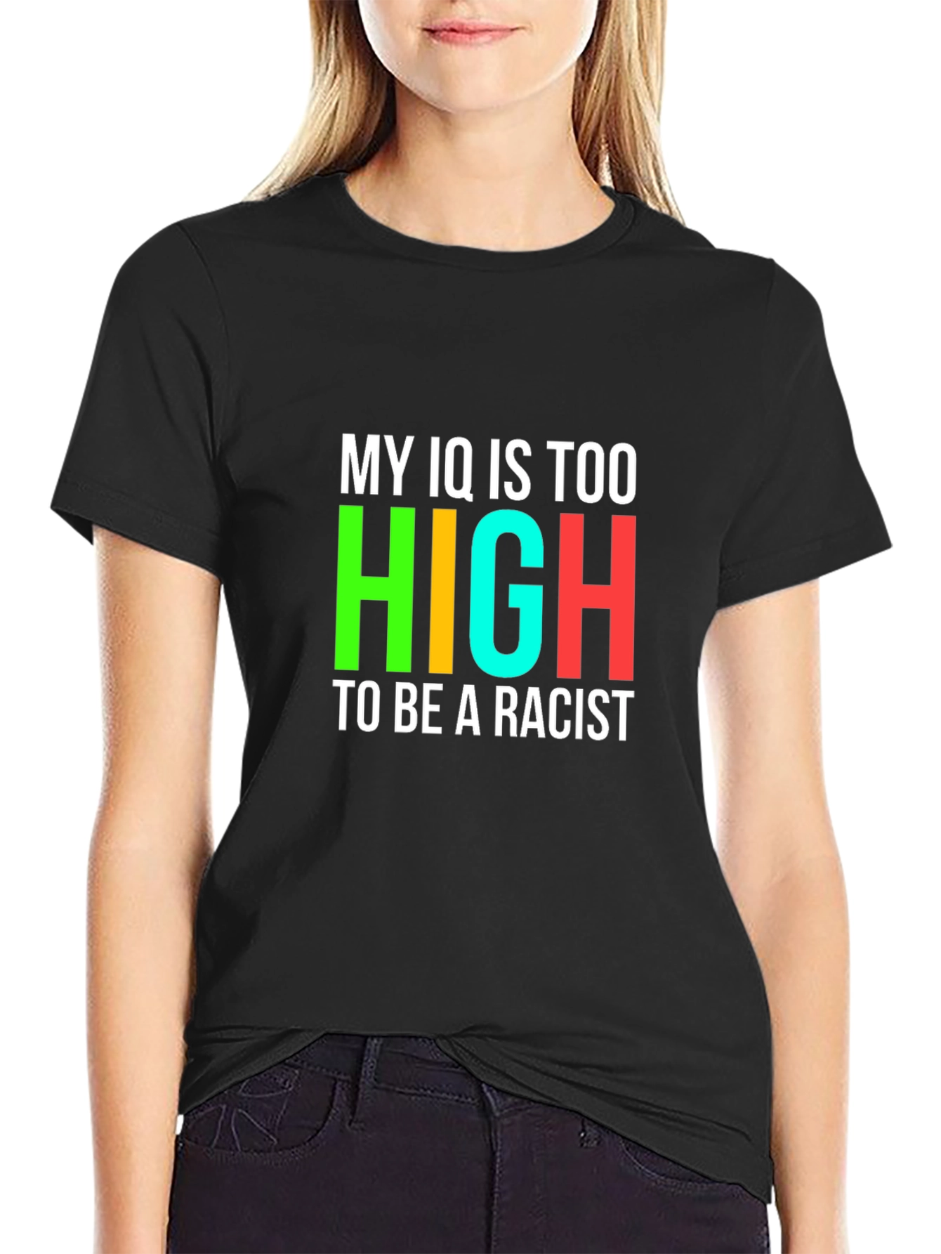 Black My IQ is Too High To Be a Racist Graphic Tee view 2
