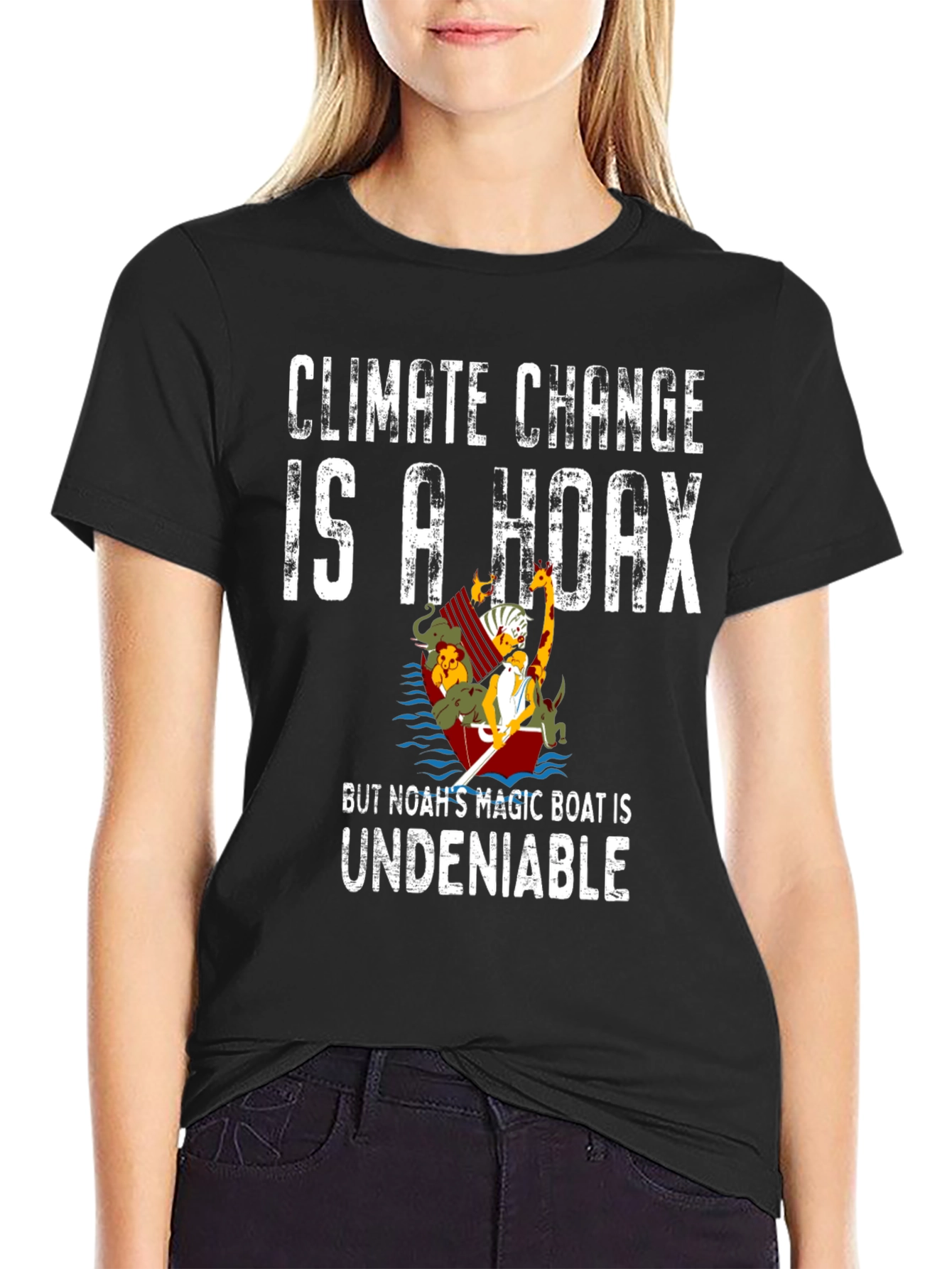 Black Climate Change is a Hoax T-Shirt view 2