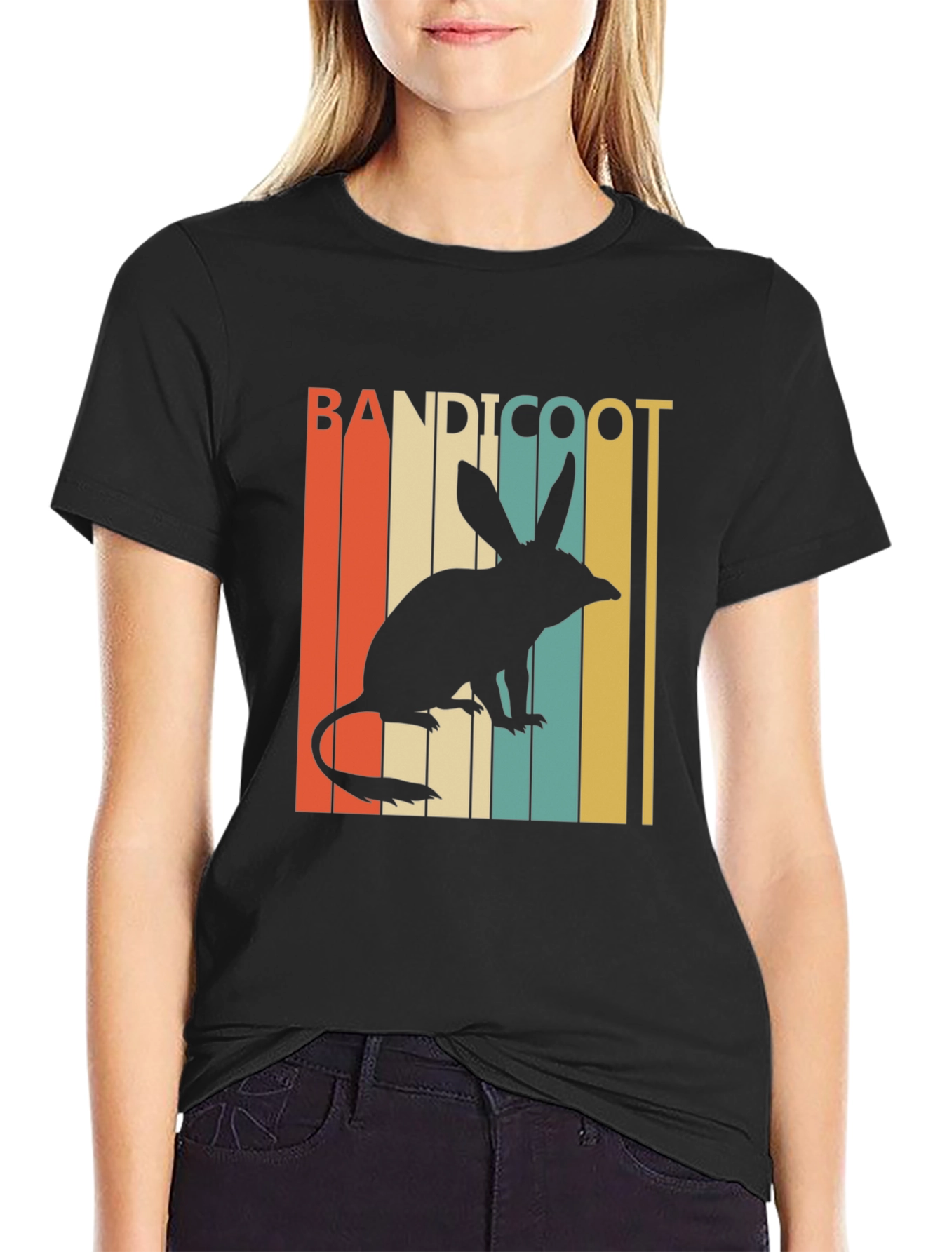 Black Bandicoot Retro Style T-Shirt view 2