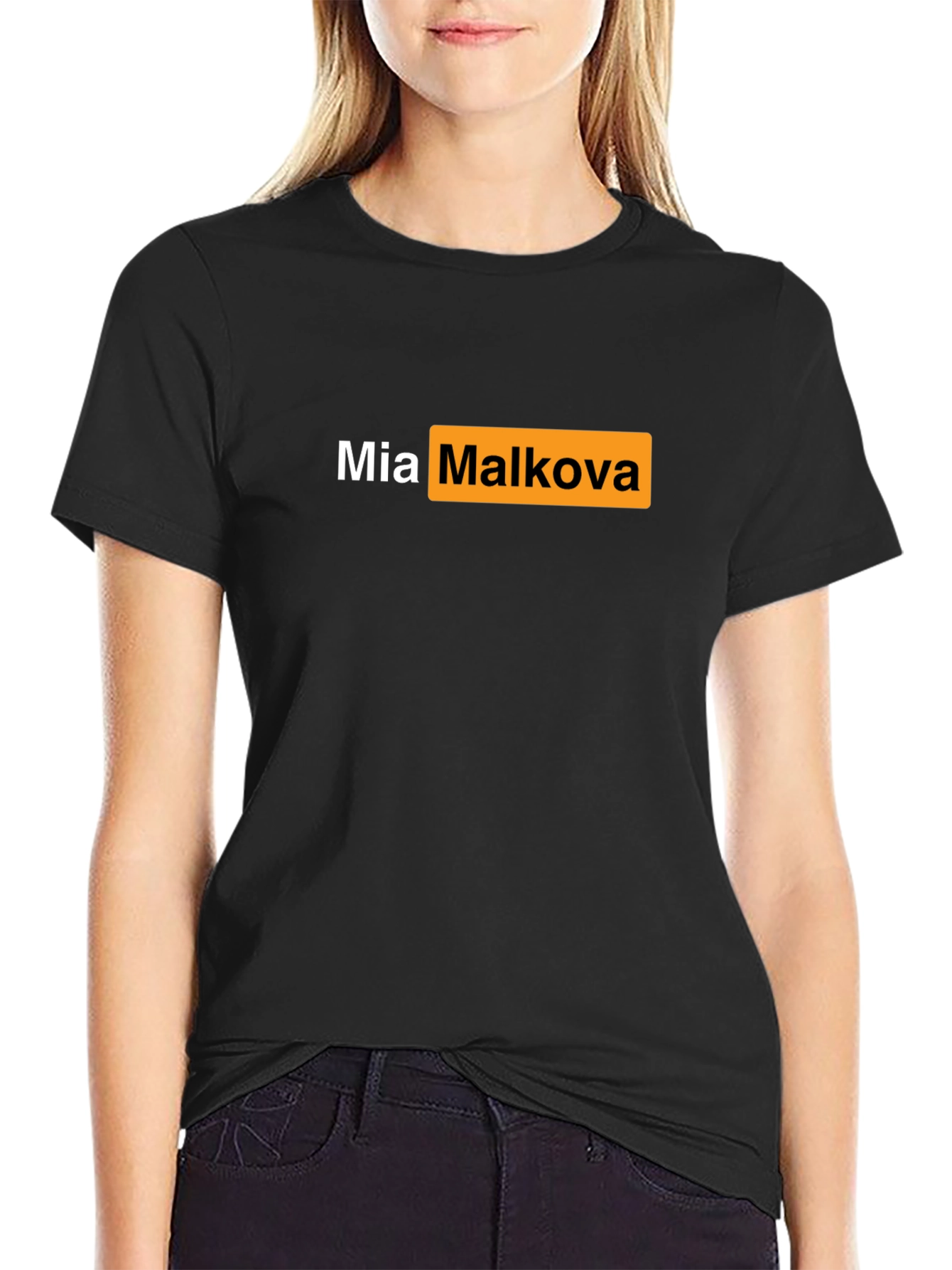 Black Mia Malkova T-Shirt - Adult Novelty Tee view 2