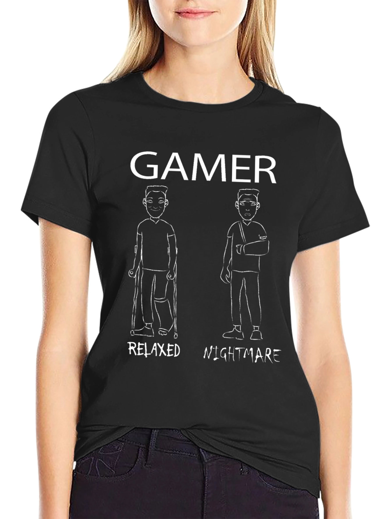 Black Gamer Relaxed Nightmare Graphic T-Shirt view 2