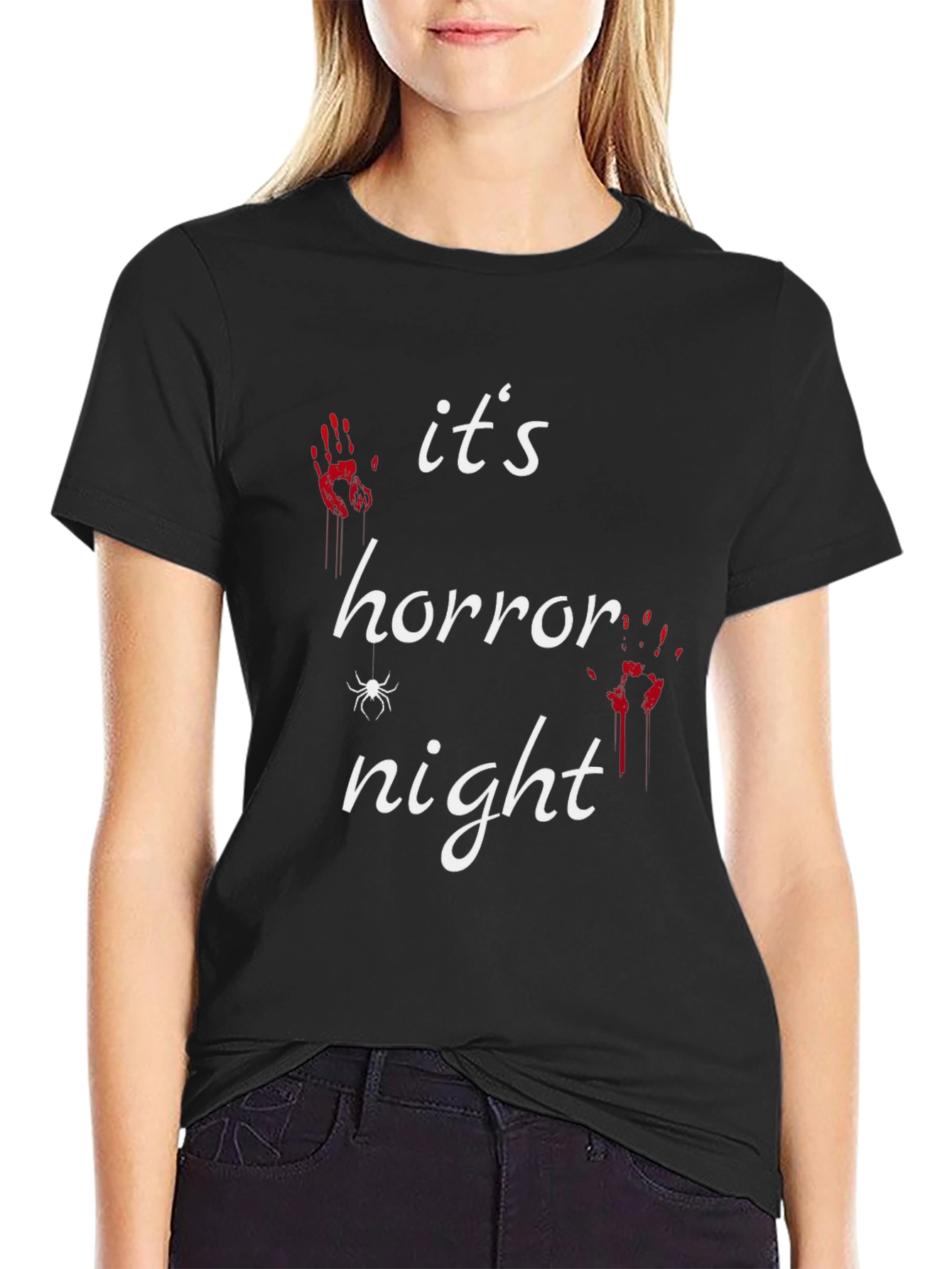 Black It's Horror Night Black T-Shirt view 2