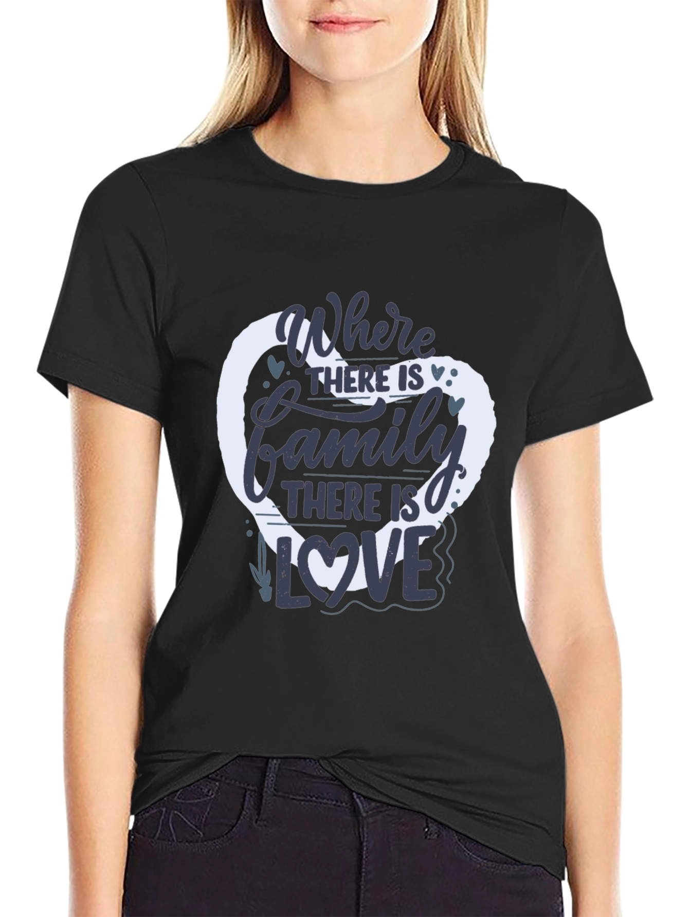 Black Family Love Heart T-Shirt - Where There Is Family view 2