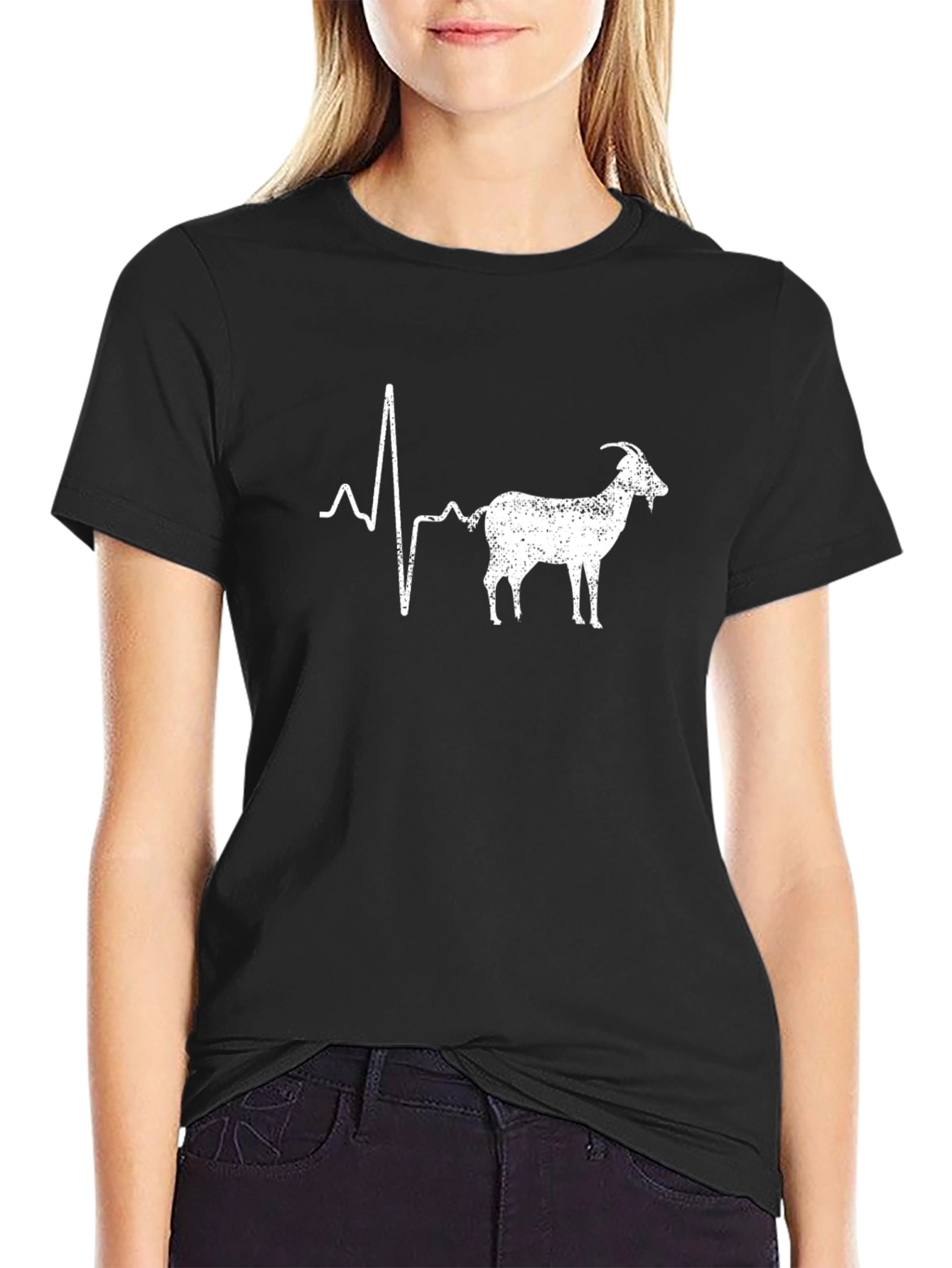 Black Goat Heartbeat T-Shirt - Black Graphic Tee view 2