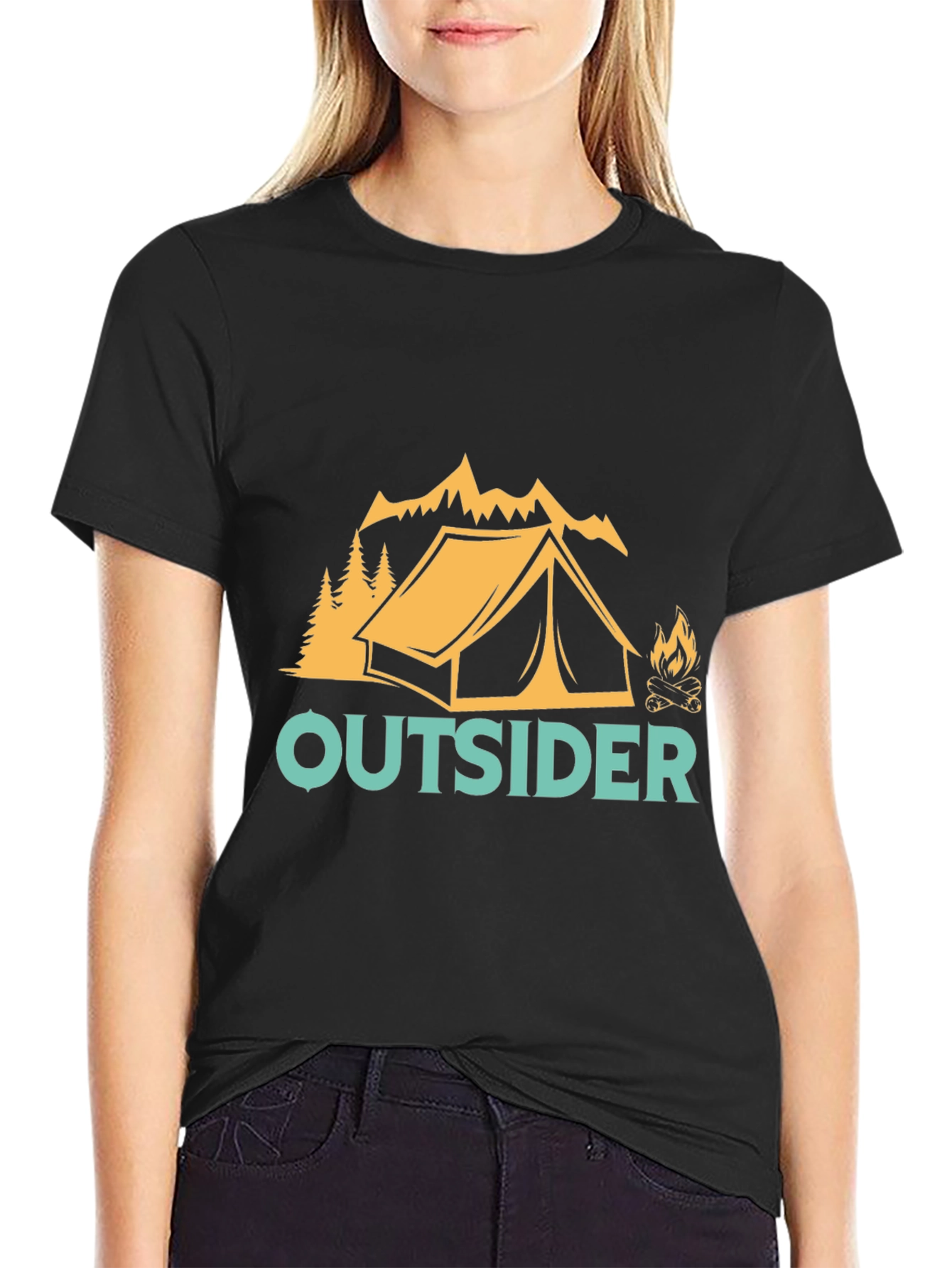Black Outsider Camping Graphic Tee view 2