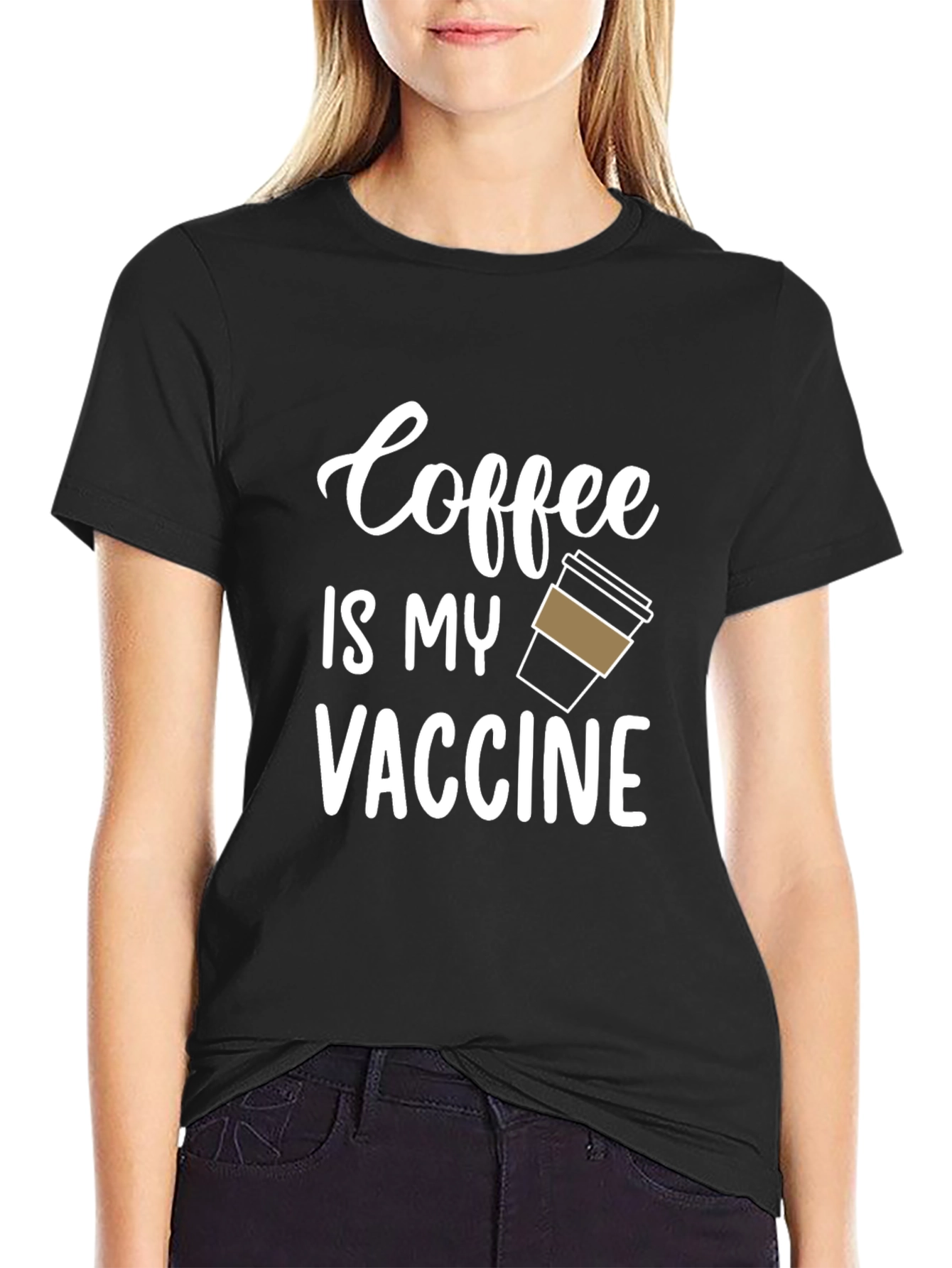 Black Coffee is My Vaccine T-Shirt - Funny Graphic Tee view 2